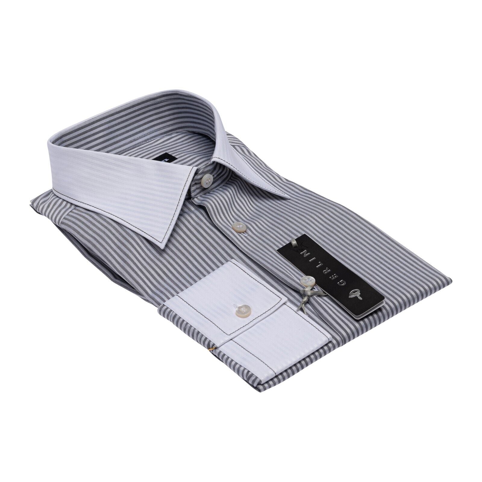 690$ LUXURY GERLIN Shirt Striped ALUMO Jacquard Cotton 16 - 41 3M ZILLI