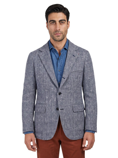 Sartoria DALCUORE NAPOLI Hand-Sewn Jacket Sport Coat Linen Silk Cotton Blue