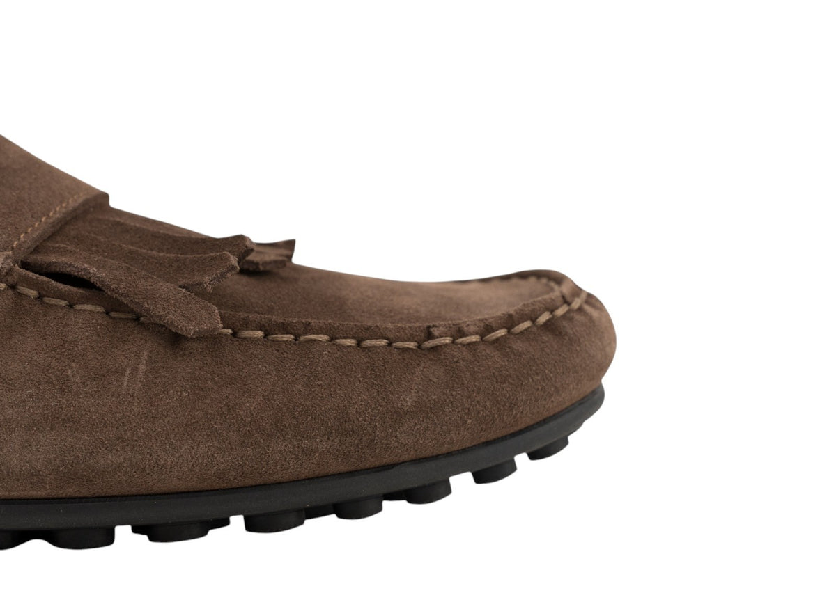 1200$ TESTONI "Piuma" Driver Loafer Shoes Suede Calf Navy 8 UK 9 US / 42 IT
