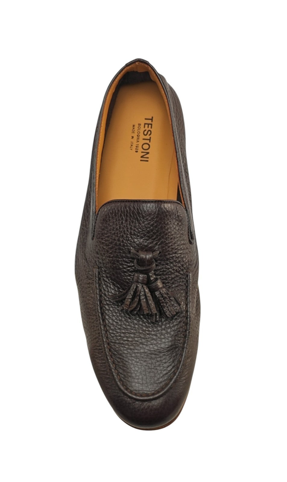 1300$ TESTONI "Carloforte" Brown Unlined Tassel Loafer Deerskin 8 UK 9 US 42 IT