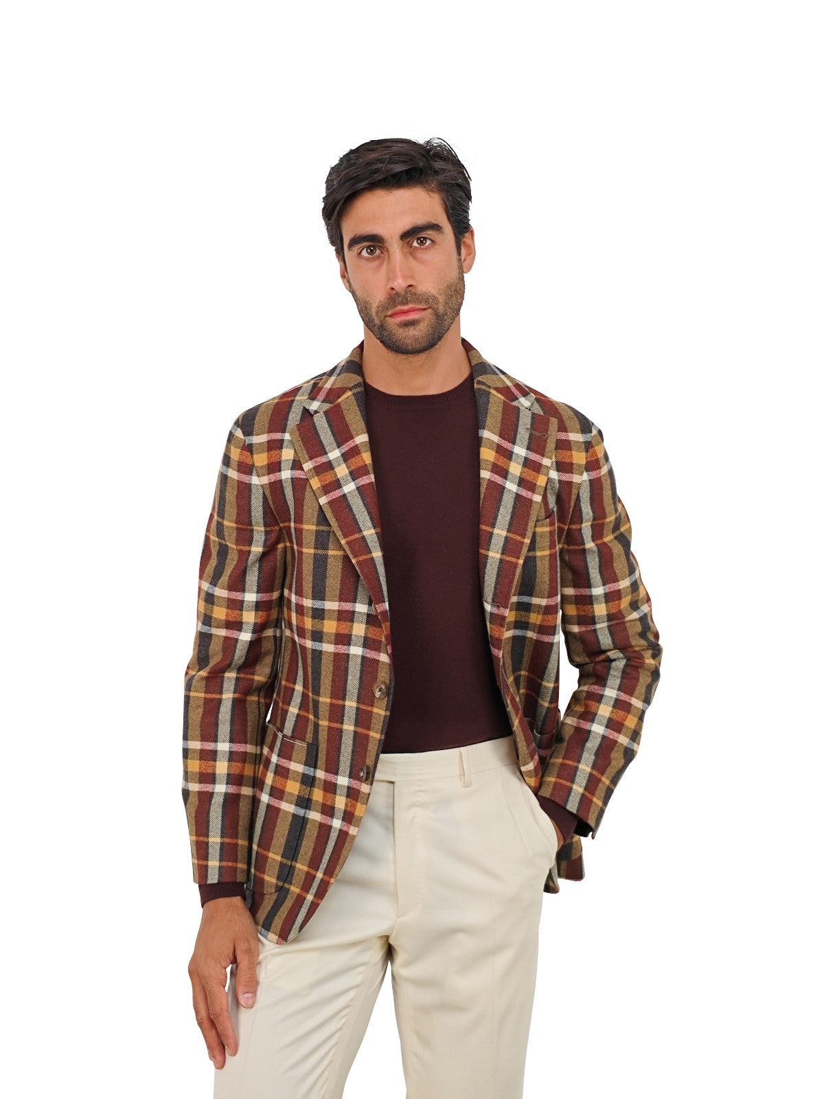 $2200 RUBINACCI Green / Brown Checks Jacket Sport Coat 100% Cashmere 38 US 48 EU