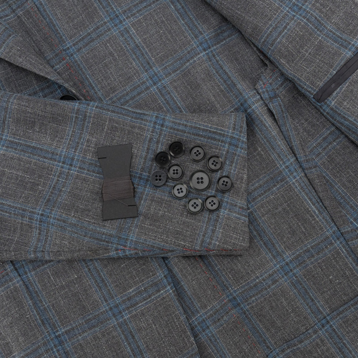 $6650 ISAIA NAPOLI "Capri" Gray - Blue Suit Wool / SIlk / Linen 38 US / 48 EU 8R