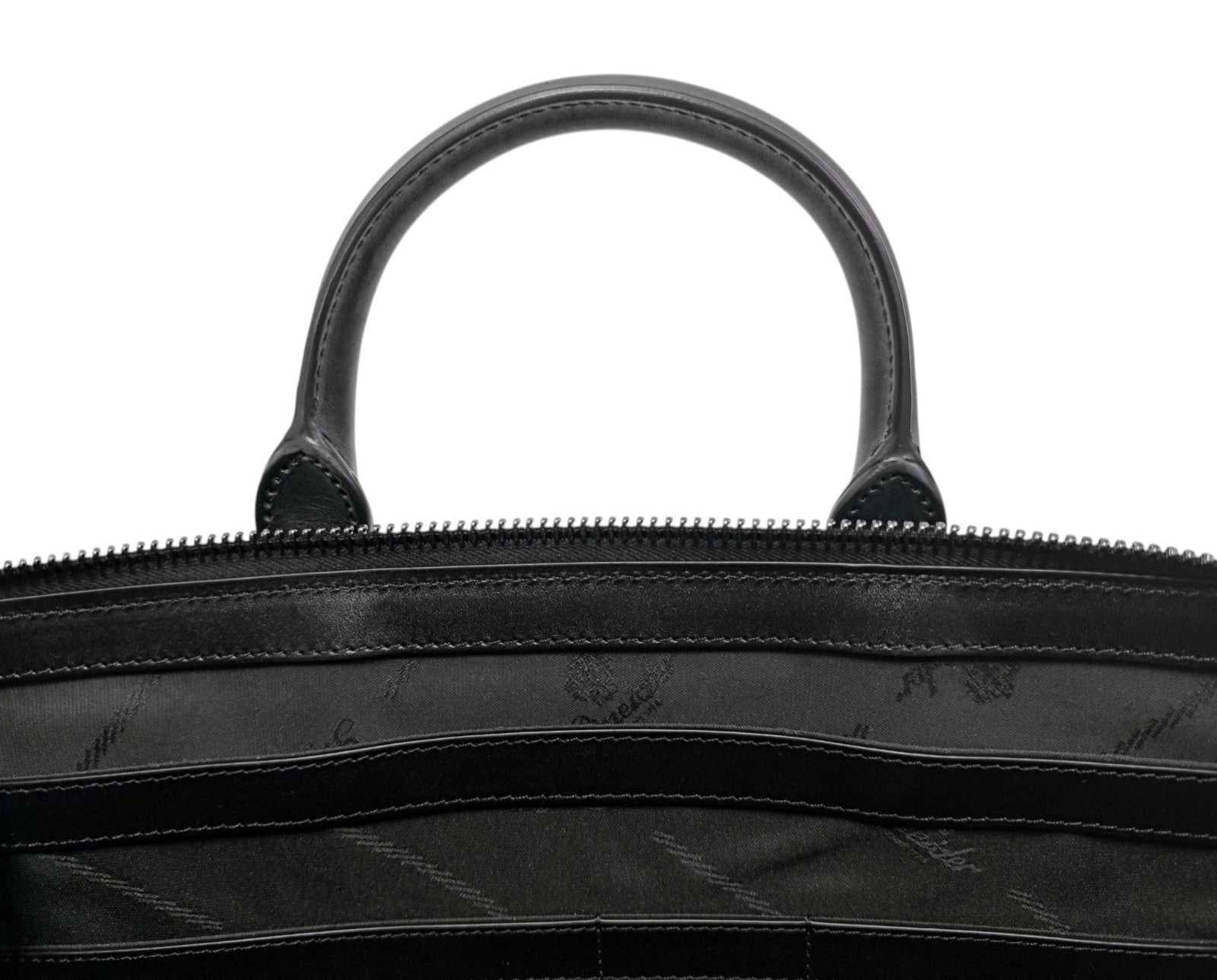 1480$ PINEIDER FIRENZE 1774 Black Nylon & Calf Slim Briefcase Bag Document Case
