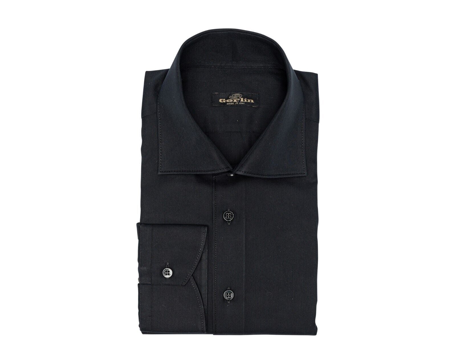 690$ LUXURY GERLIN Shirt Black ALUMO Cotton 15.75 - 40  1I ZILLI