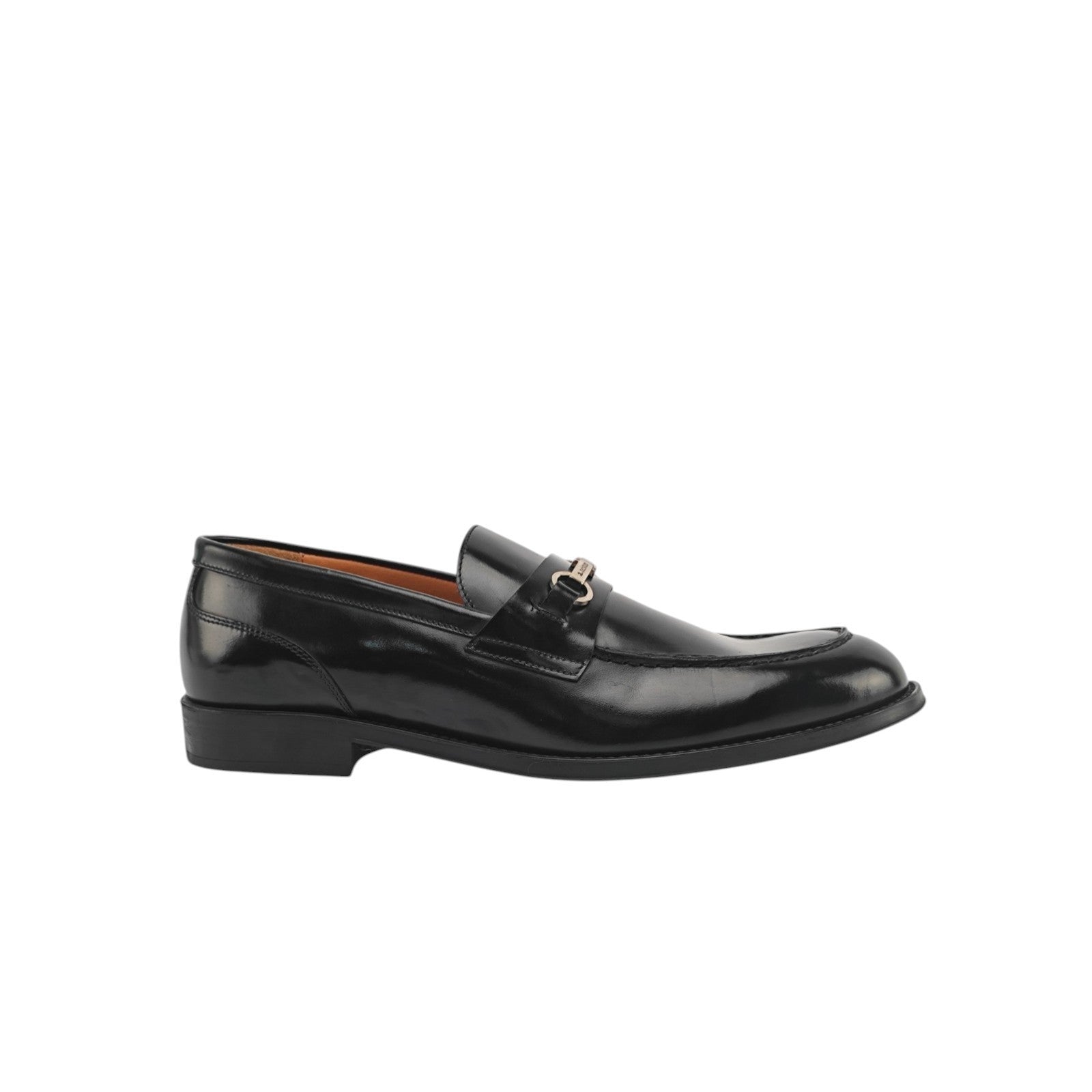 1250$ TESTONI BOLOGNA Black Loafer Shoes Calf + Metal 8 UK / 9 US / 42 IT