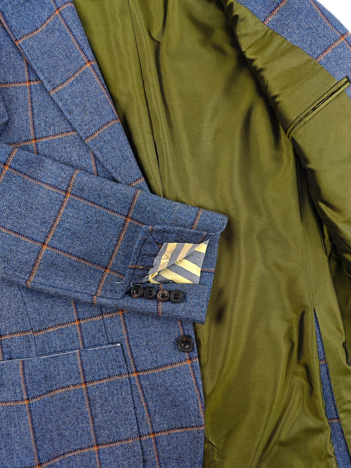 $1650 RUBINACCI NAPOLI Blue Checks Jacket Sport Coat Wool 36 US / 46 EU