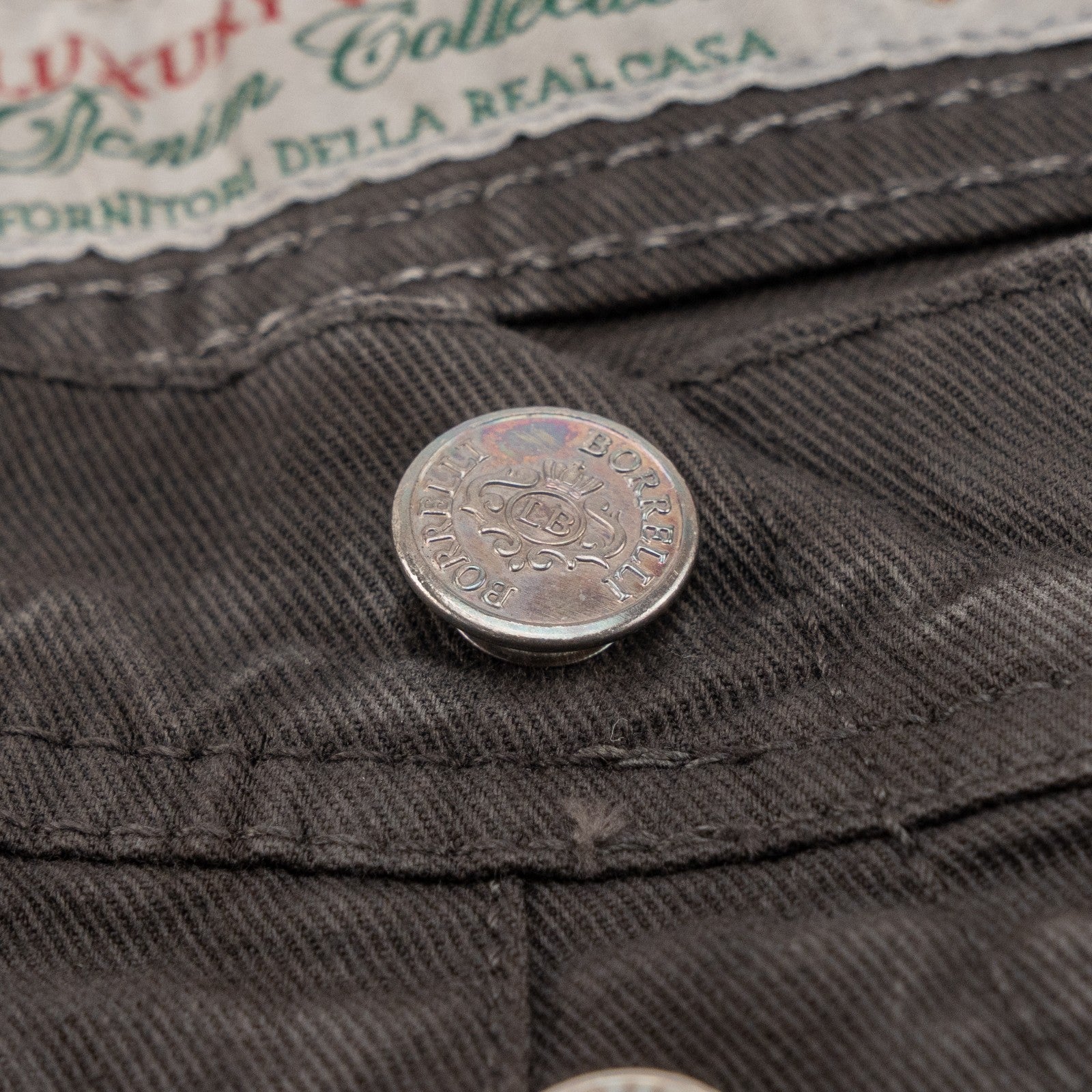 415$ LUIGI BORRELLI NAPOLI Washed Dark Brown Denim Jeans Cotton 36 US / 52 EU