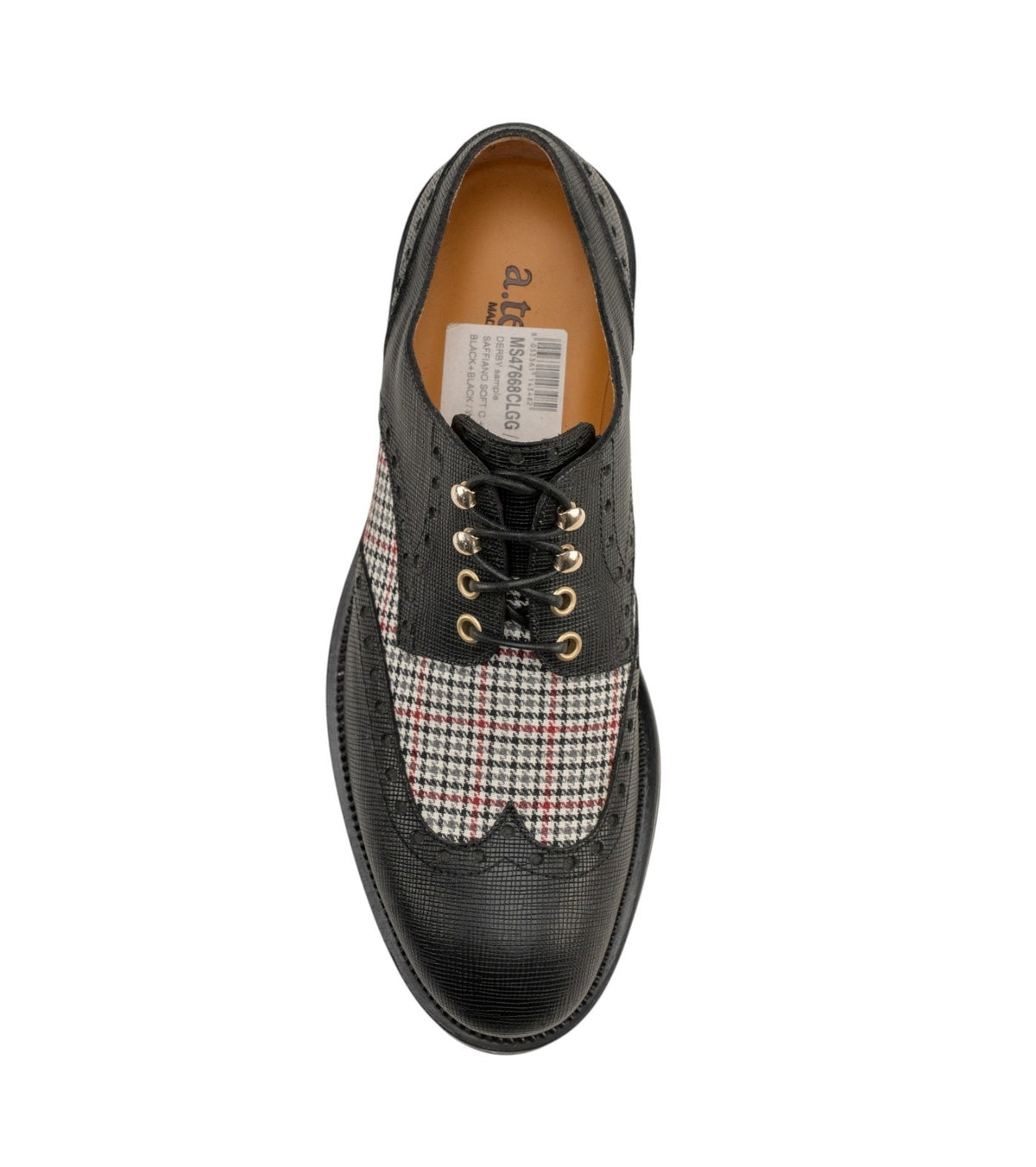 1200$ TESTONI Derby Shoes Saffiano + Princess of Walles Black 8 UK / 9 US  42 IT