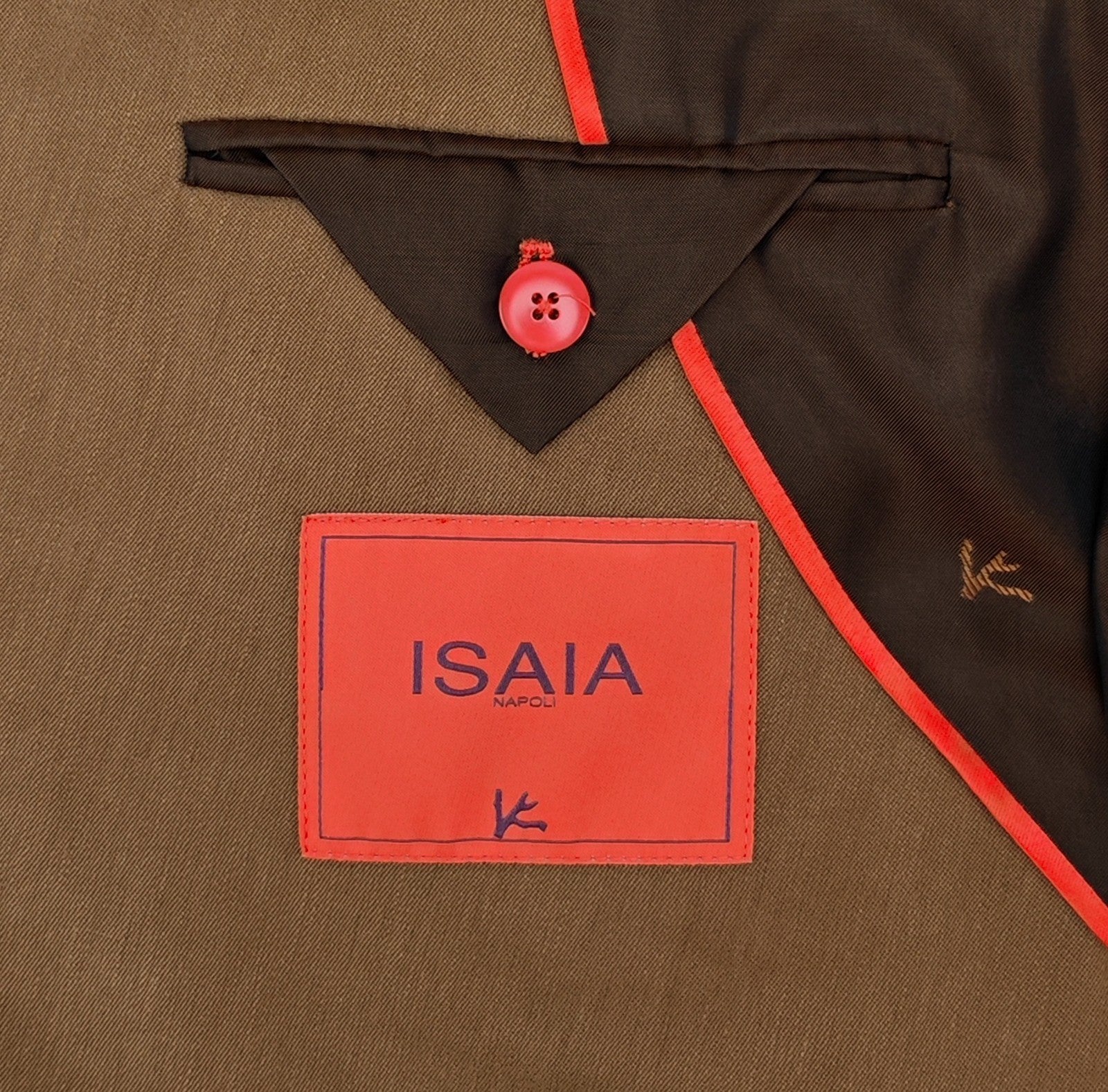 $8395 ISAIA "Domenico" Brown Double Breasted Suit 100% Linen 38 US / 48 EU  8R