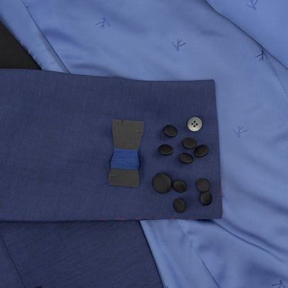 $5995 ISAIA NAPOLI "Sanita" Blue Peak Lapel Tuxedo Suit Wool Wool - Mohair