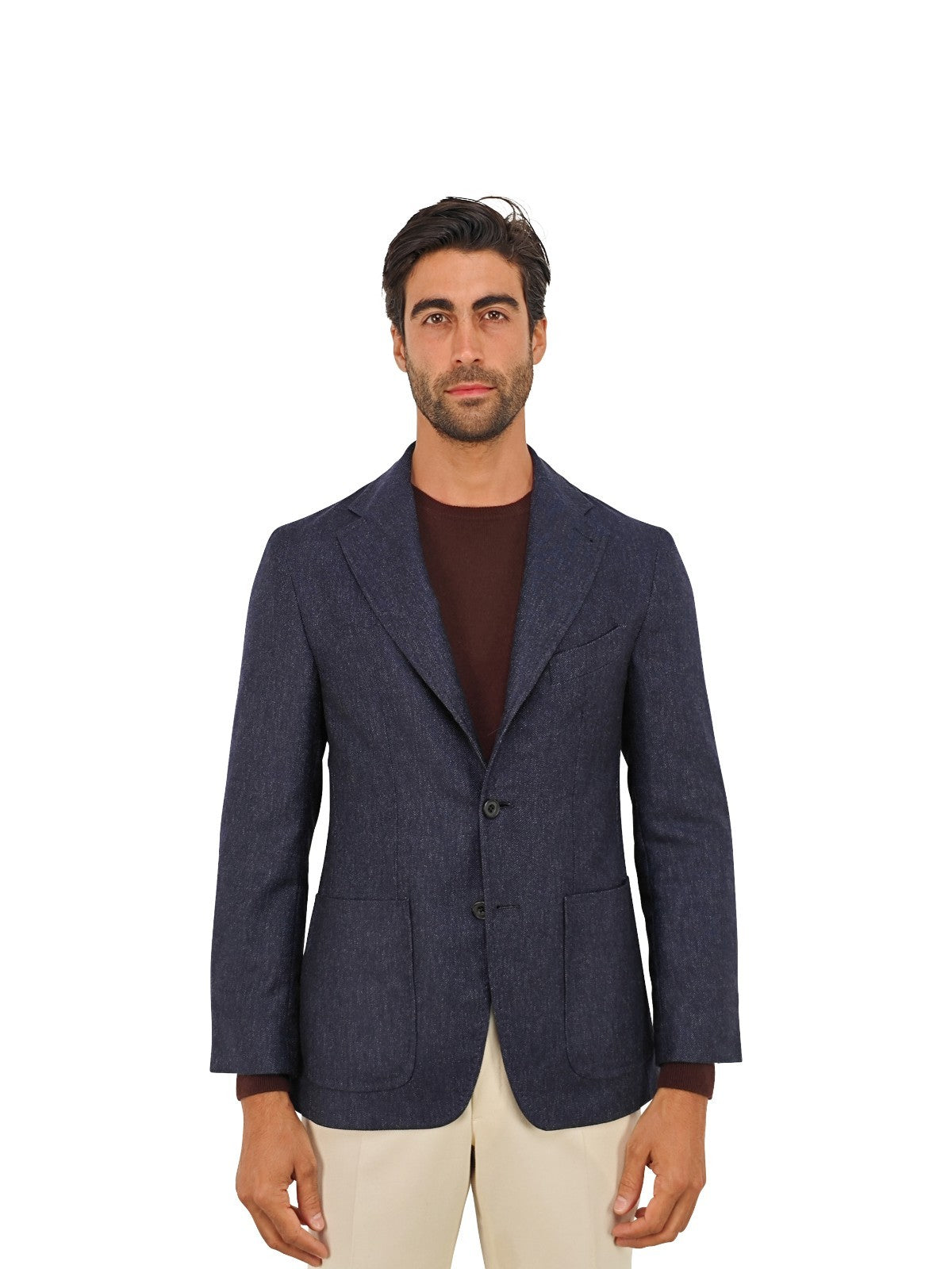 $2200 RUBINACCI NAPOLI Blue Unlined Jacket Blazer 100% Cashmere Made in Napoli