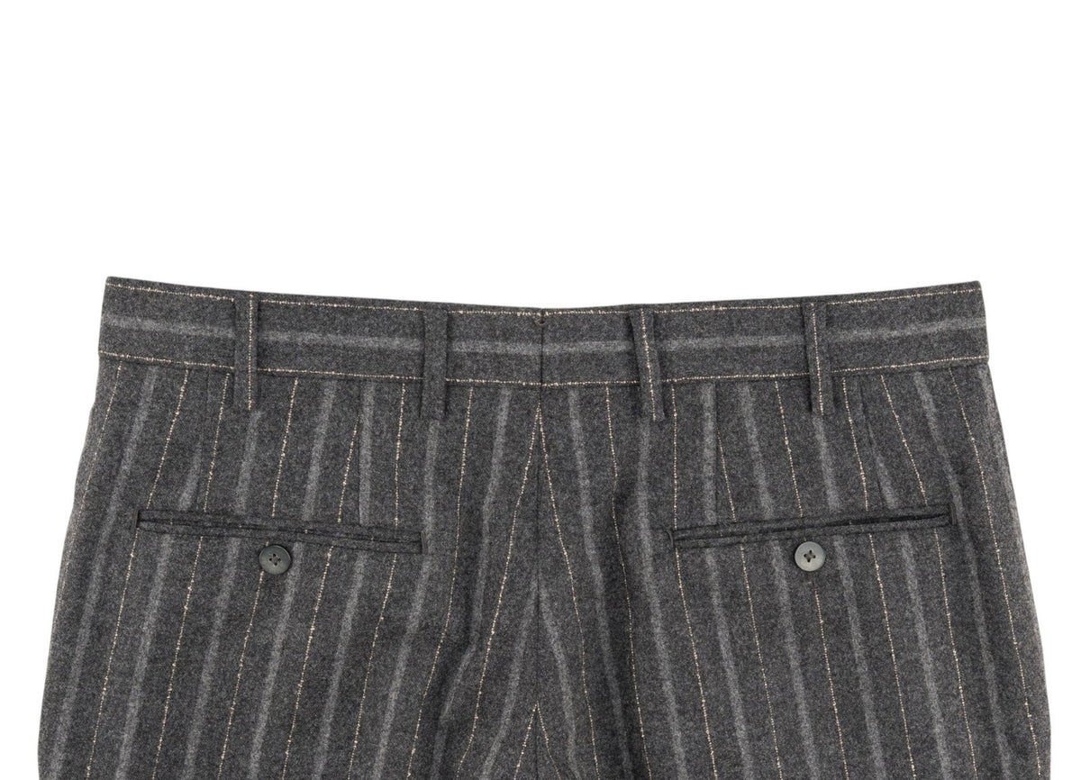 $6600 ISAIA NAPOLI "Marechiaro" Gray Suit Flannel Wool Striped 38 US / 48 EU 8R