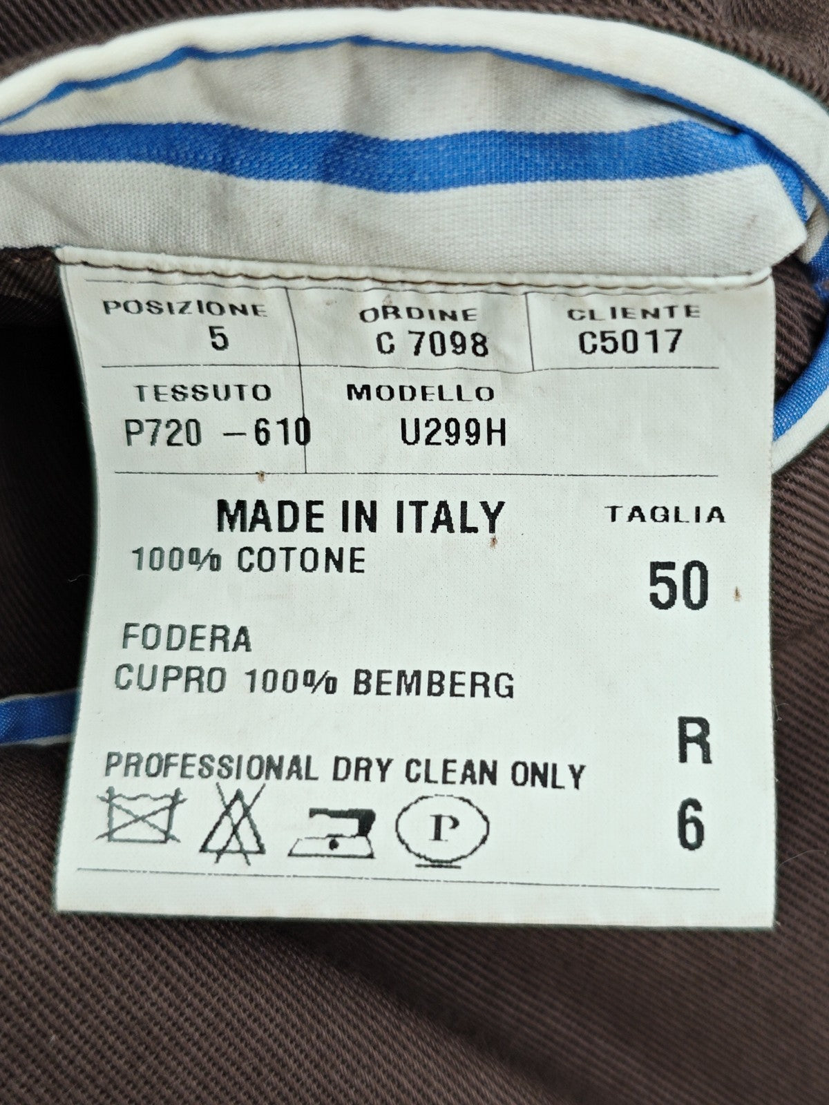 1450$ RAFFAELE CARUSO Brown Cotton Jacket Sport Coat Made in Italy 40 US / 50 IT