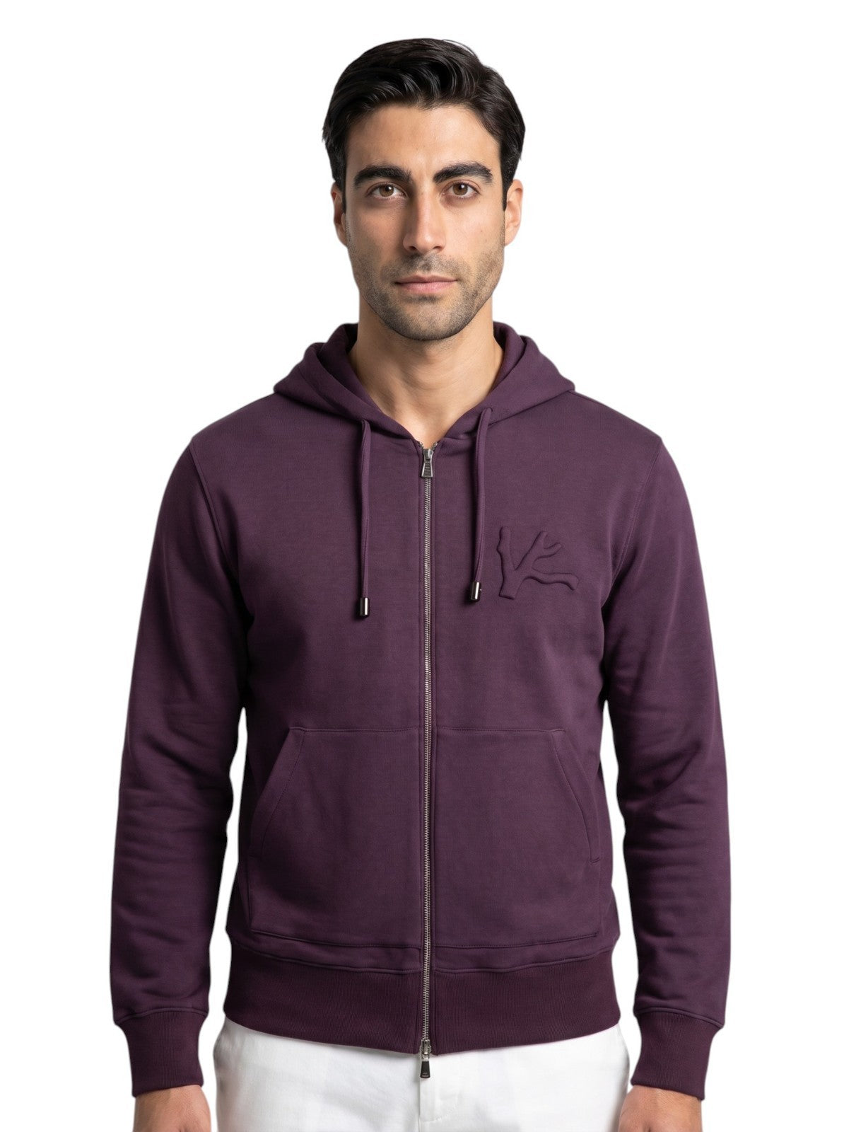 $1850 ISAIA NAPOLI Purple Zip Track Jacket Jogging Jersey Cotton - Cashmere