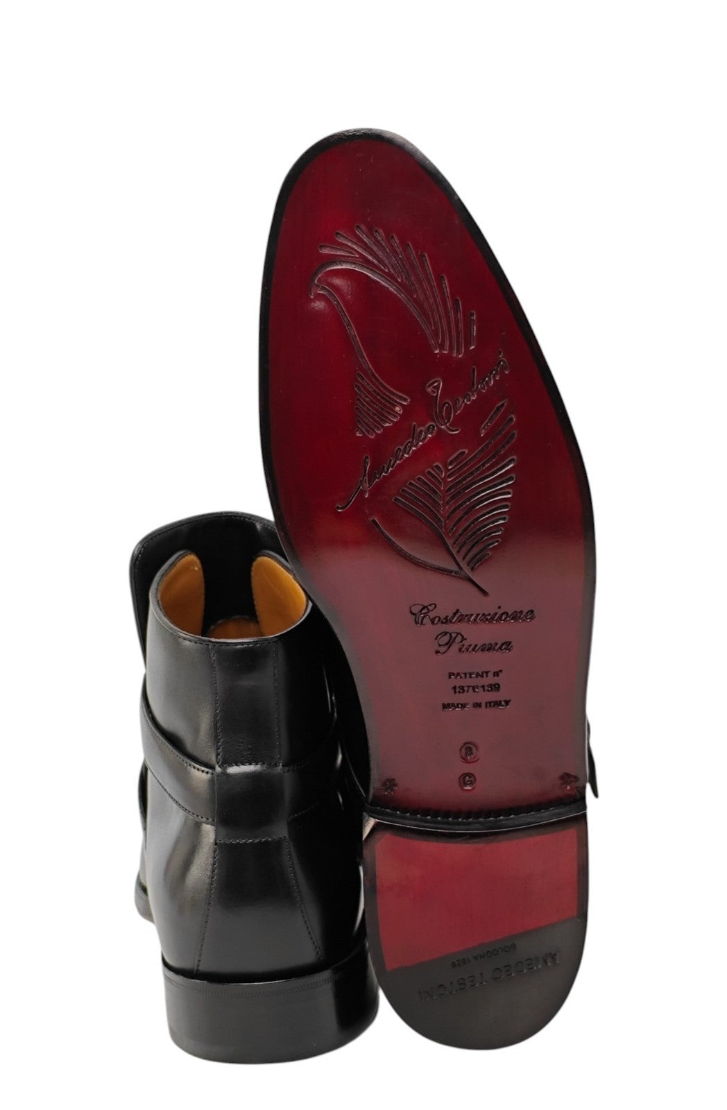 1550$ TESTONI "Piuma" Ankle Boot Lux Calf Black 8 UK / 9 US / 42 IT