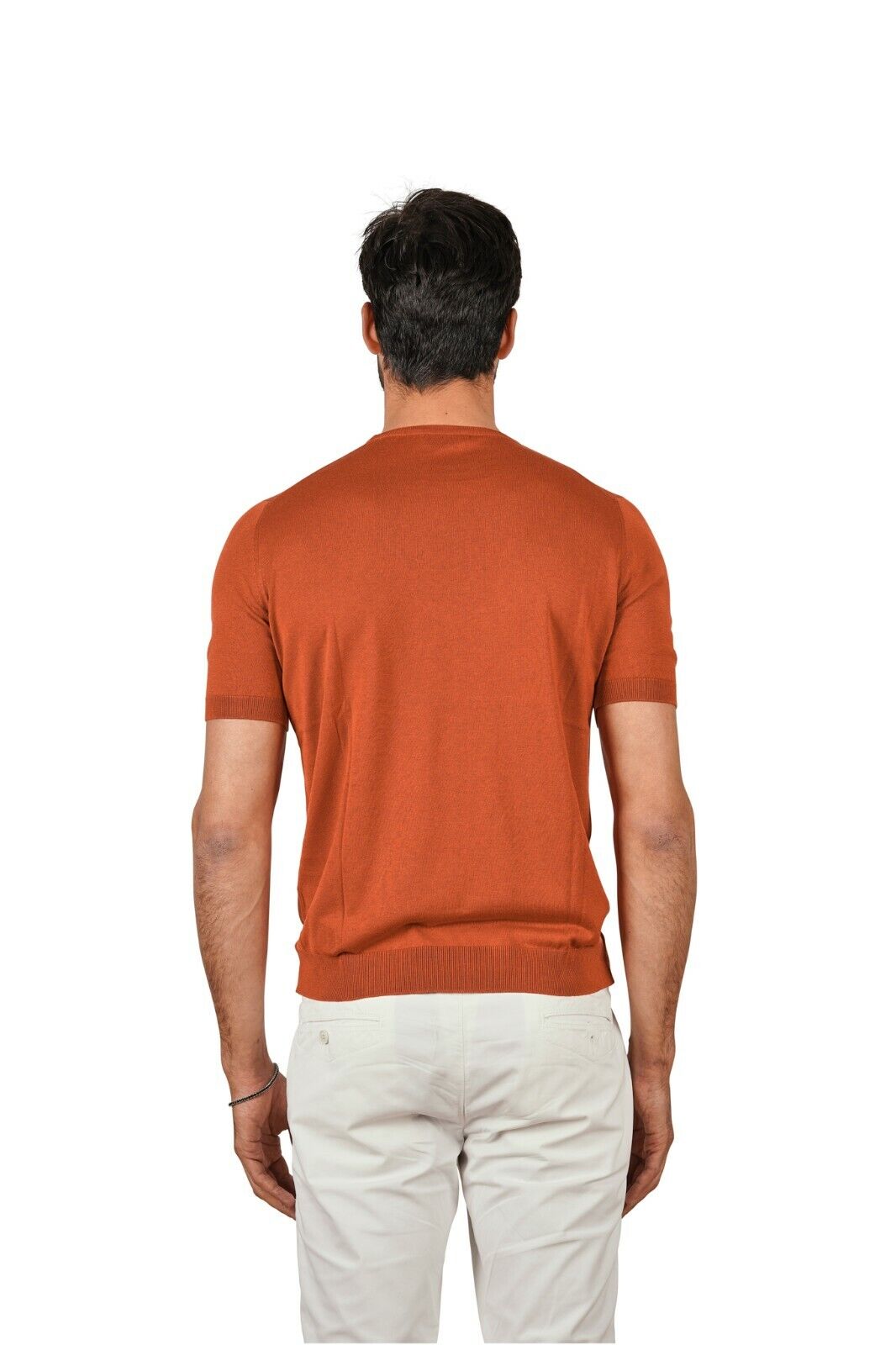 260$ Italian Luxury Knitwear GRAN SASSO Knit T-Shirt Sweater 100% Silk Rust