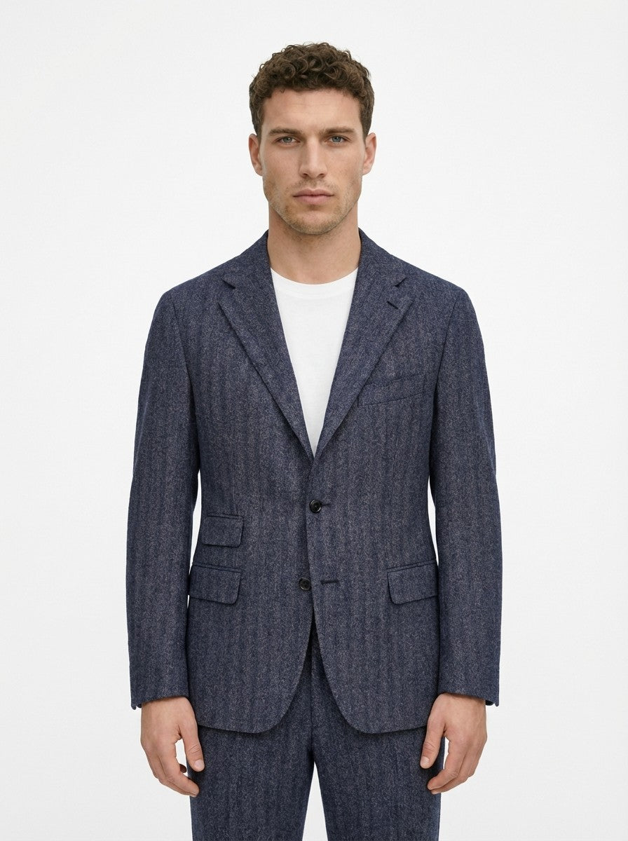 1900$ RAFFAELE CARUSO Blue Wool Suit Superfine English Cloth 40 US / 50 IT