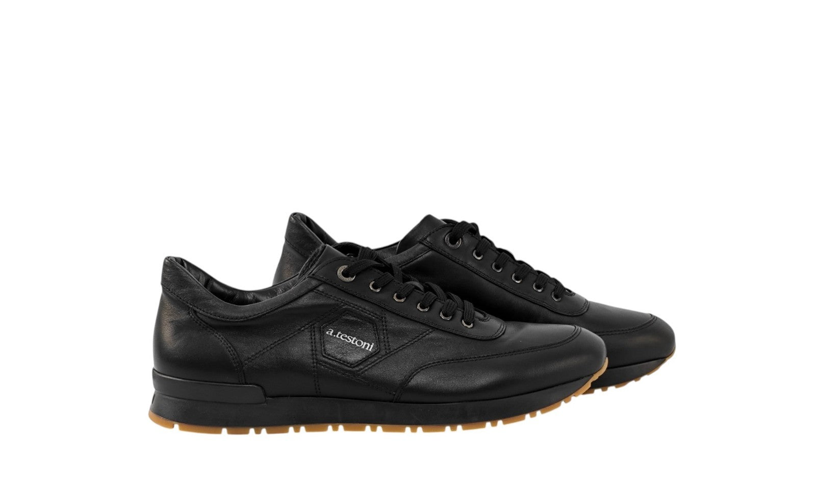 750$ TESTONI Black Sport Sneaker Shoes Calf Rubber Sole 8 UK  / 9 US / 42 IT