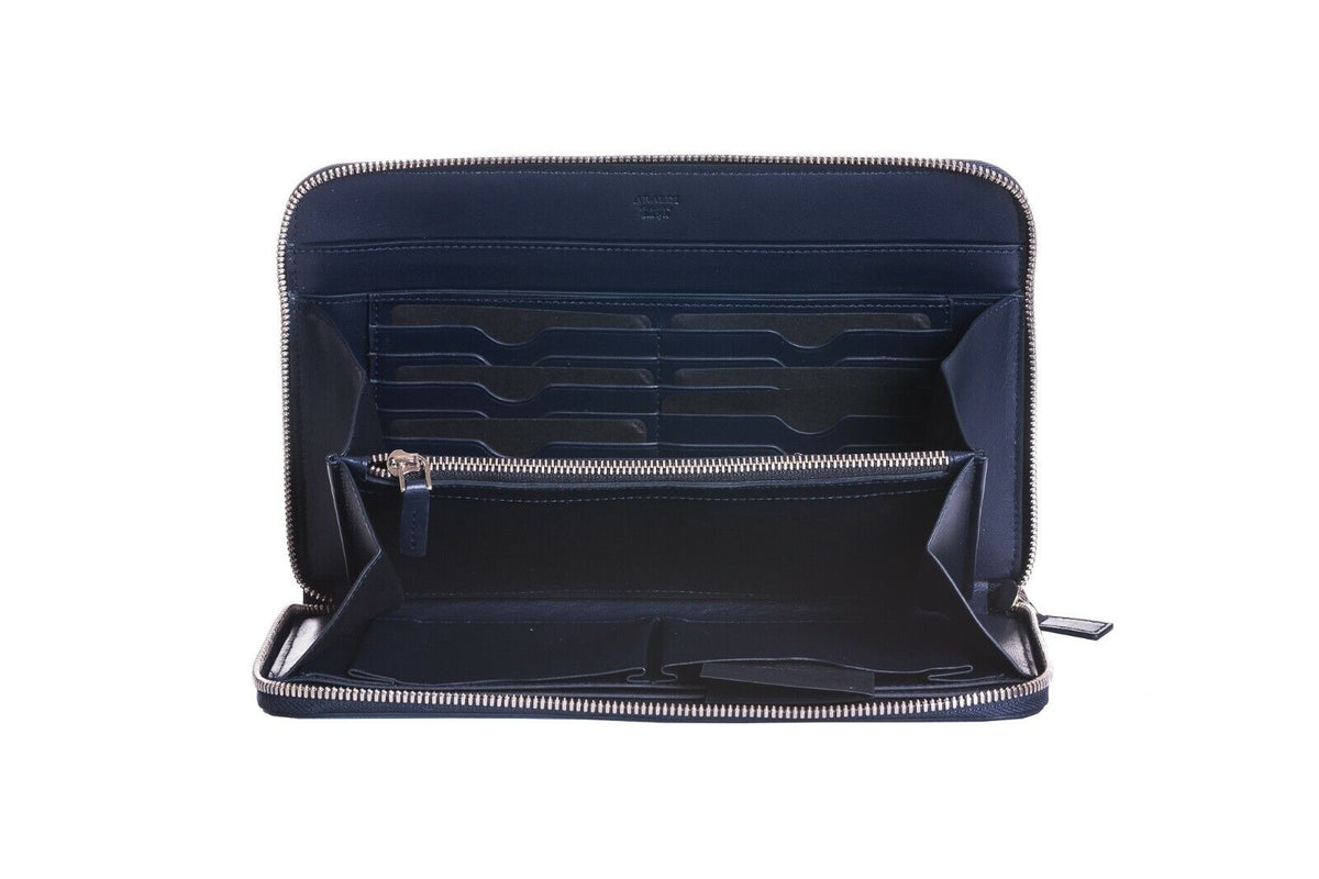 ARALDI MILANO 1930 Blue TAMPONATO Leather Clutch Bag Travel Wallet Handbag