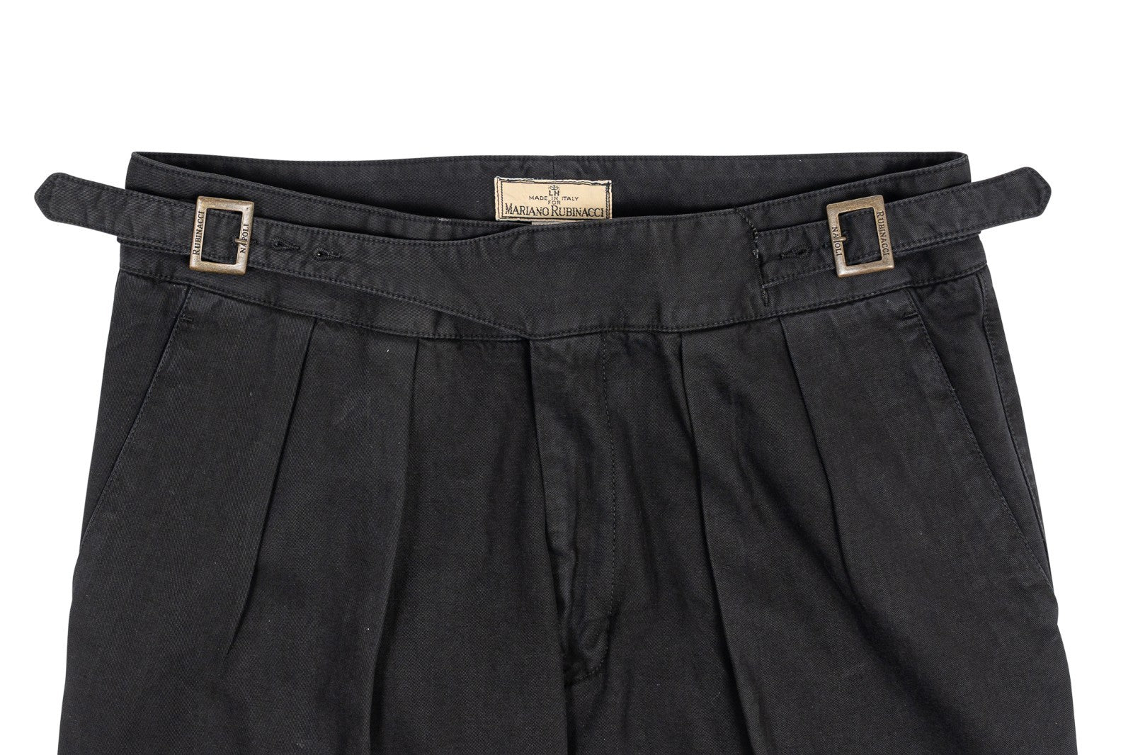 650$ RUBINACCI NAPOLI "Manny" Black Cotton High Rise Pant Gurkha 36 US / 52 EU