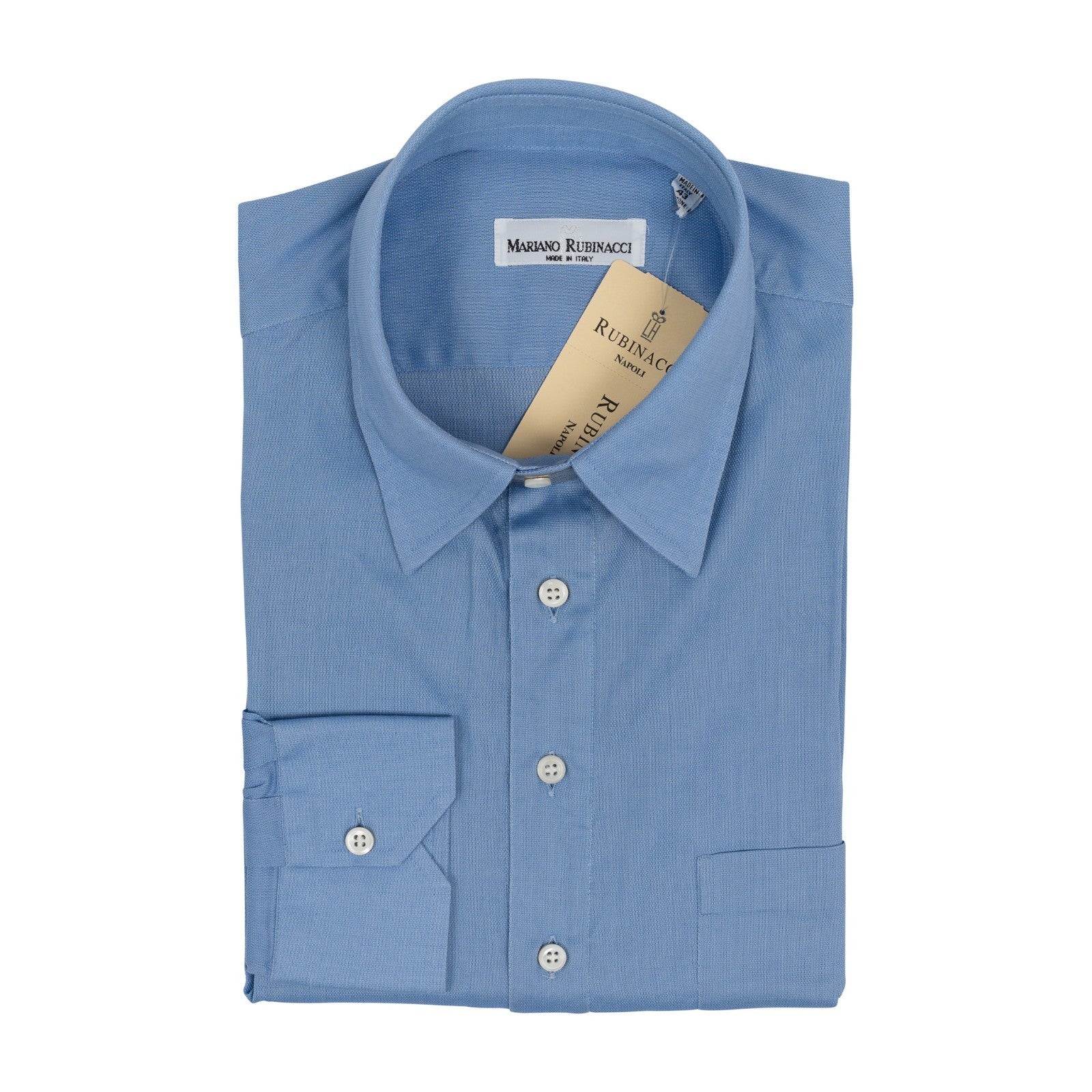 520$ RUBINACCI NAPOLI Blue Hand-Sewn Popover Shirt Classic Fit  17 - 43  6T