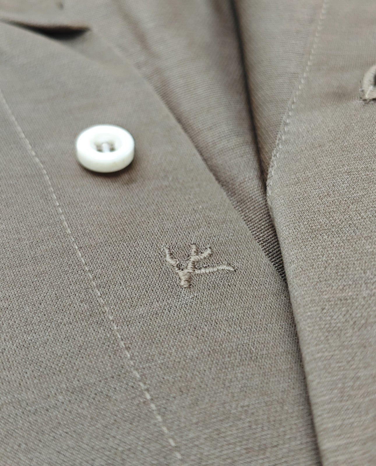 750$ ISAIA "Mix" Dark Champagne Dress Shirt Hand-Sewn Stretch Cotton Comfort