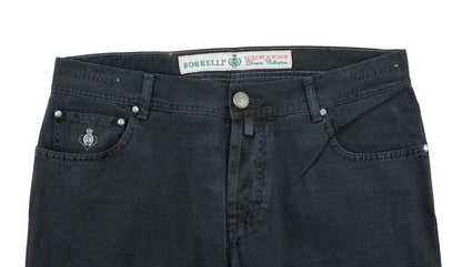415$ LUIGI BORRELLI NAPOLI Dark Blue Denim 5 Pockets Jeans  36 US / 50 EU