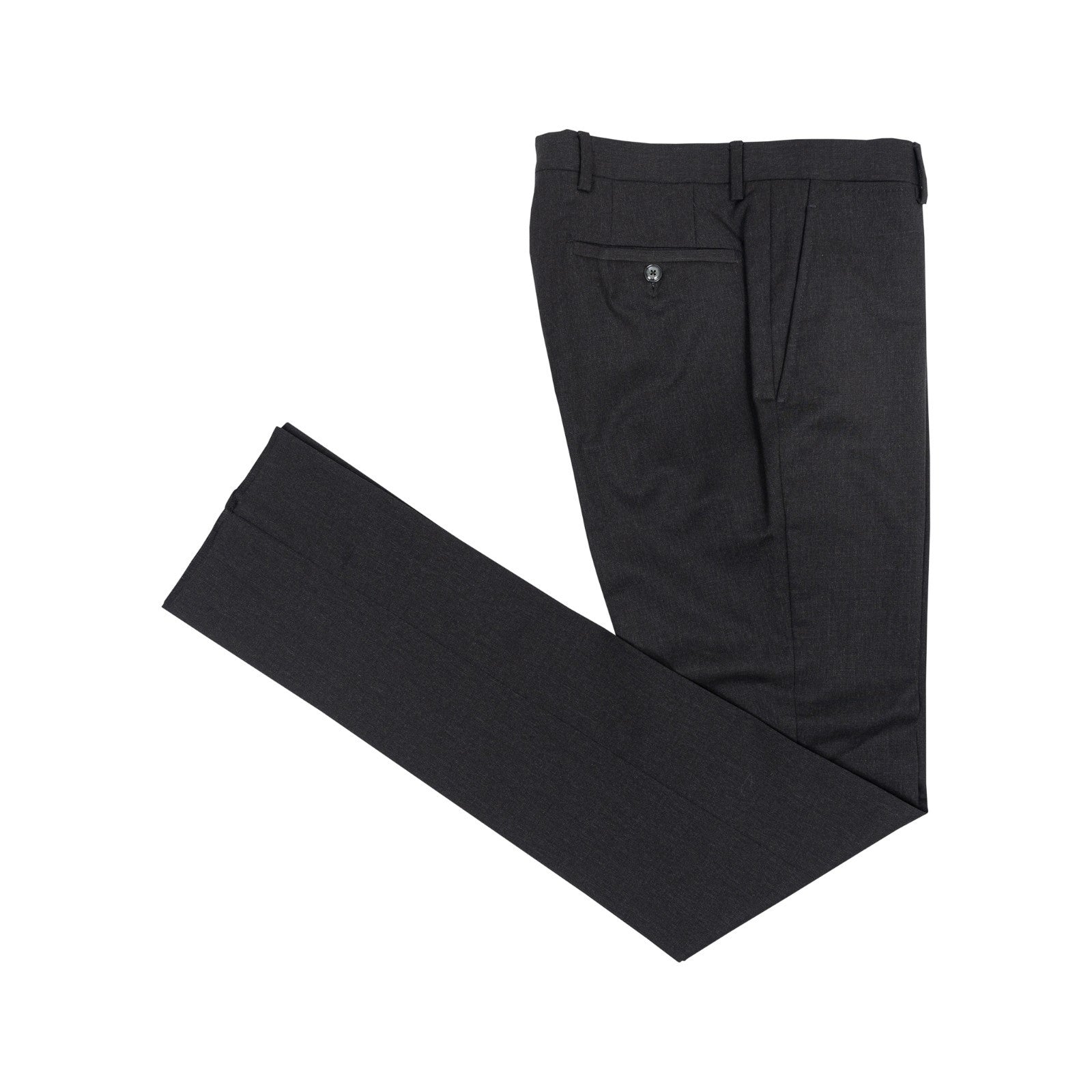 670$ RUBINACCI NAPOLI Dark Gray Worsted Wool 120's Dress Pant Handmade in Napoli