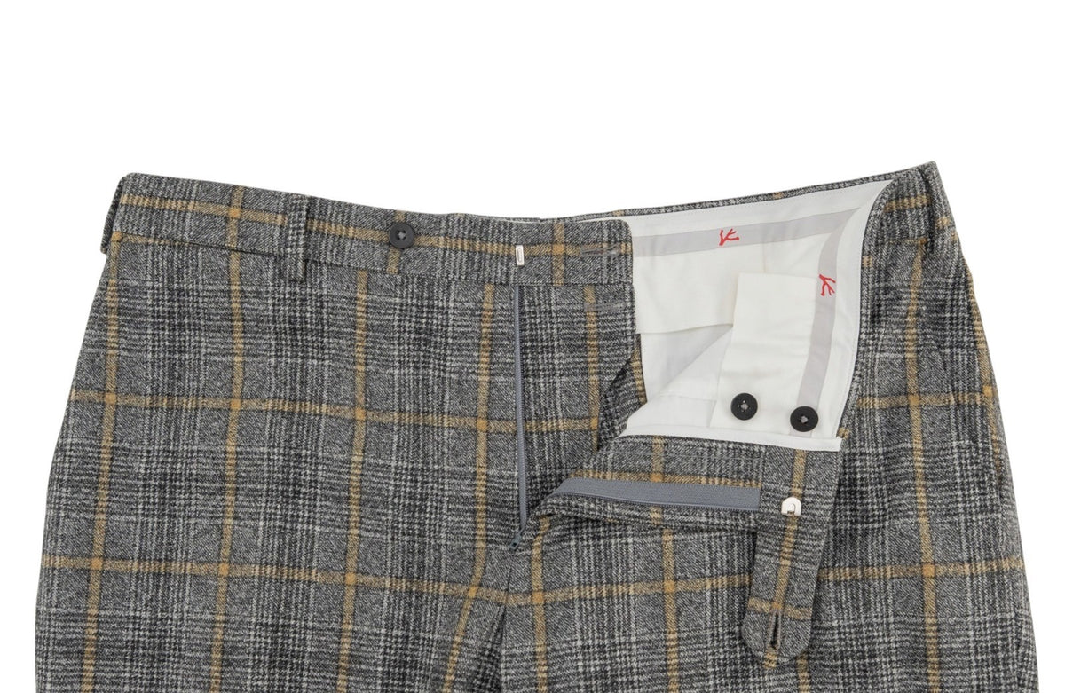 $6600 ISAIA "Gregorio" Gray Hand-Sewn Suit Flannel Wool Plaids 40 US / 50 EU 7R