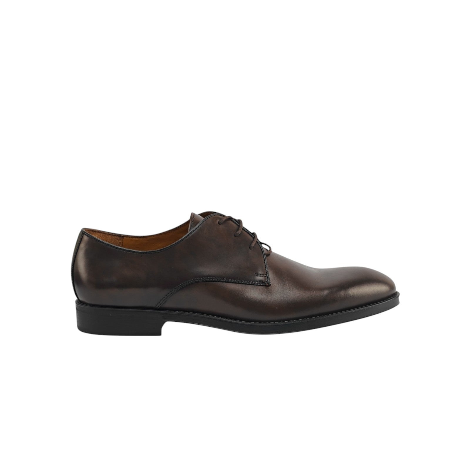 $1250 TESTONI BOLOGNA Derby Shoes Burnished Calf Cigar Brown