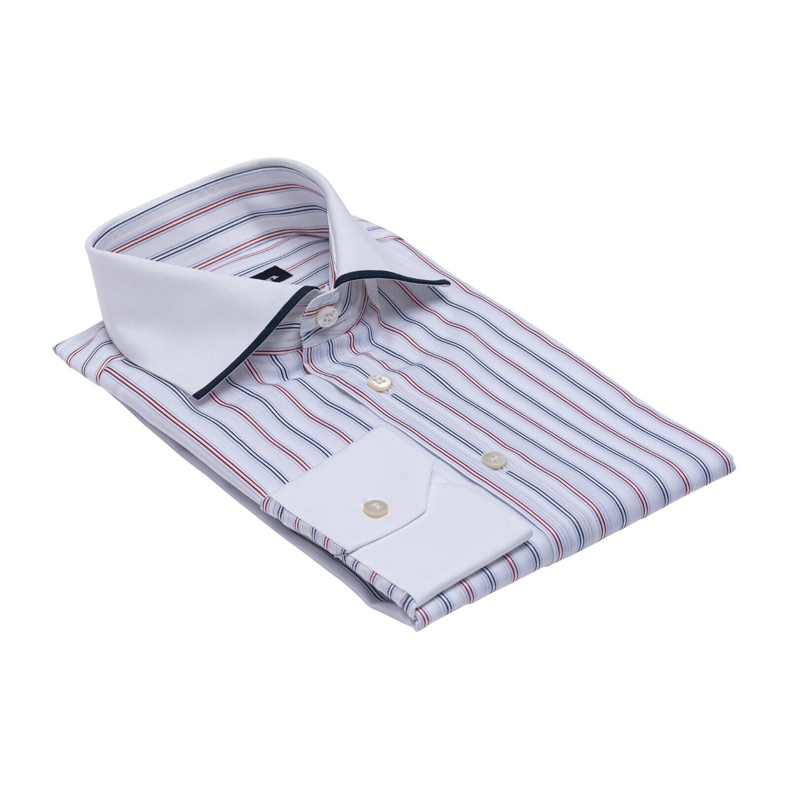 690$ ITALIAN LUXURY GERLIN Shirt Striped White Fine Cotton 2AV BIJAN