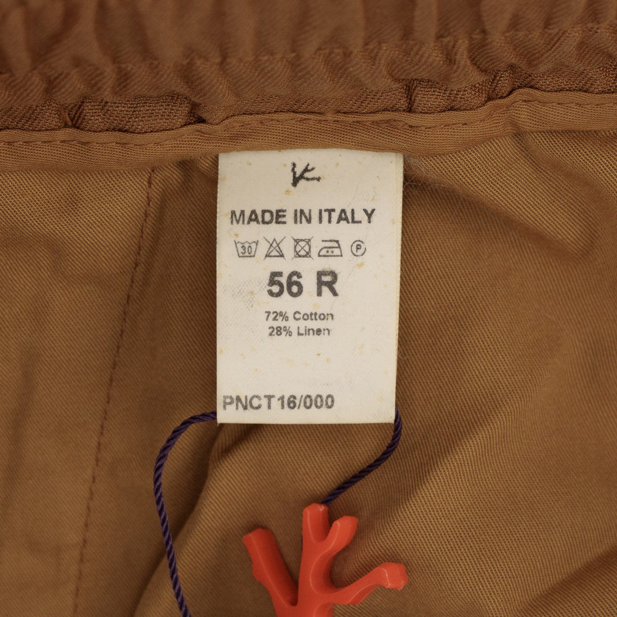 1125$ ISAIA NAPOLI Rust Drawstring Pant Relaxed Fit Cotton - Linen 40 US / 56 EU