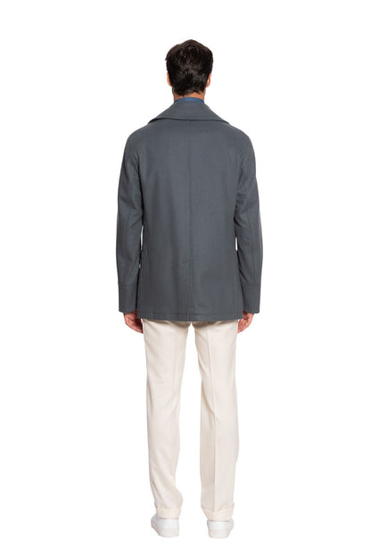 $1800 BOGLIOLI Double Breasted Blue Peacoat Coat Wool Cashmere 38 US / 48 EU