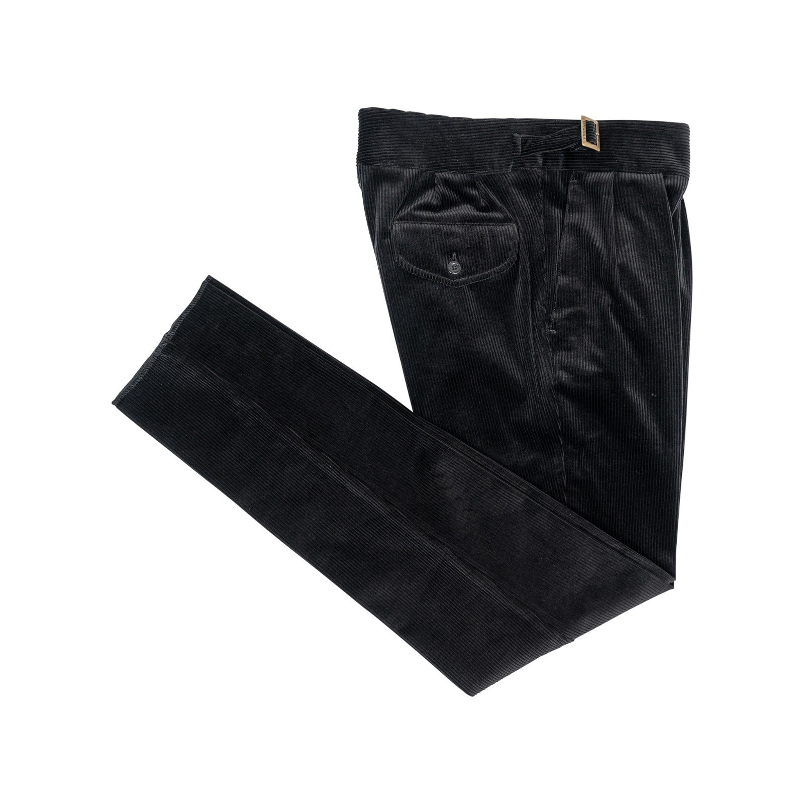 625$ RUBINACCI NAPOLI "Manny" Black Corduroy High Rise Trouser Pant Gurkha