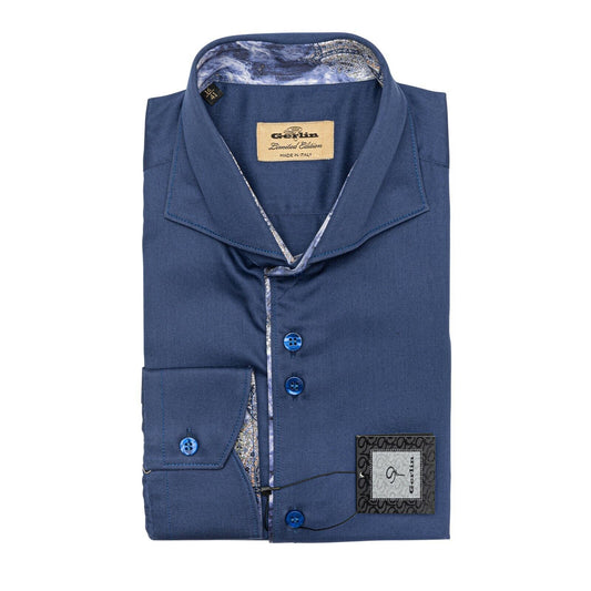 LUXURY 950$ GERLIN Shirt Blue ALUMO SUPRALUXE Cotton + Silk 16-41  ZILLI