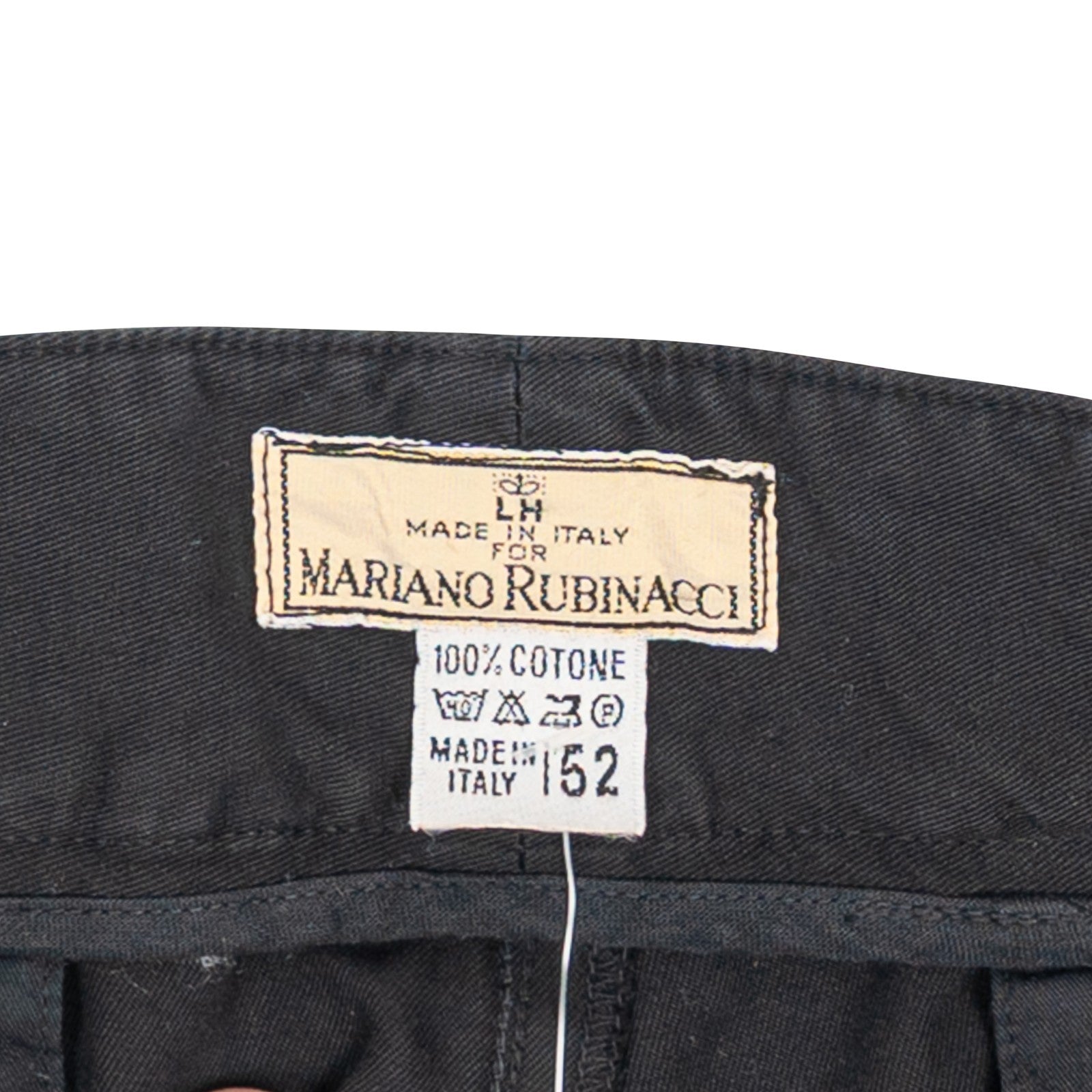 650$ RUBINACCI NAPOLI "Manny" Black Cotton High Rise Pant Gurkha 36 US / 52 EU