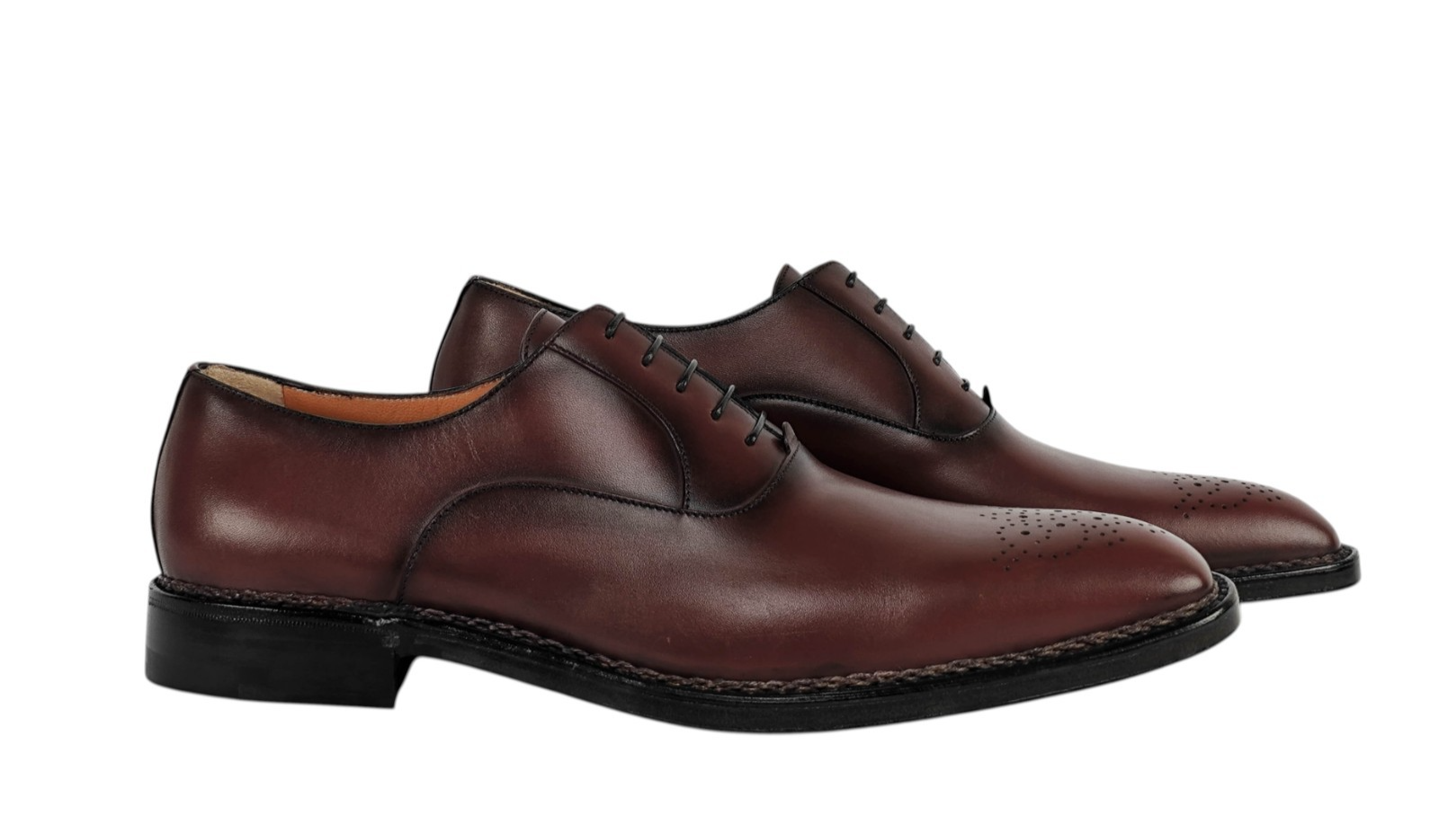 1800$ TESTONI "Piuma" Oxford Shoes Norwegian Welted Wood Red 8 UK / 9 US / 42 IT