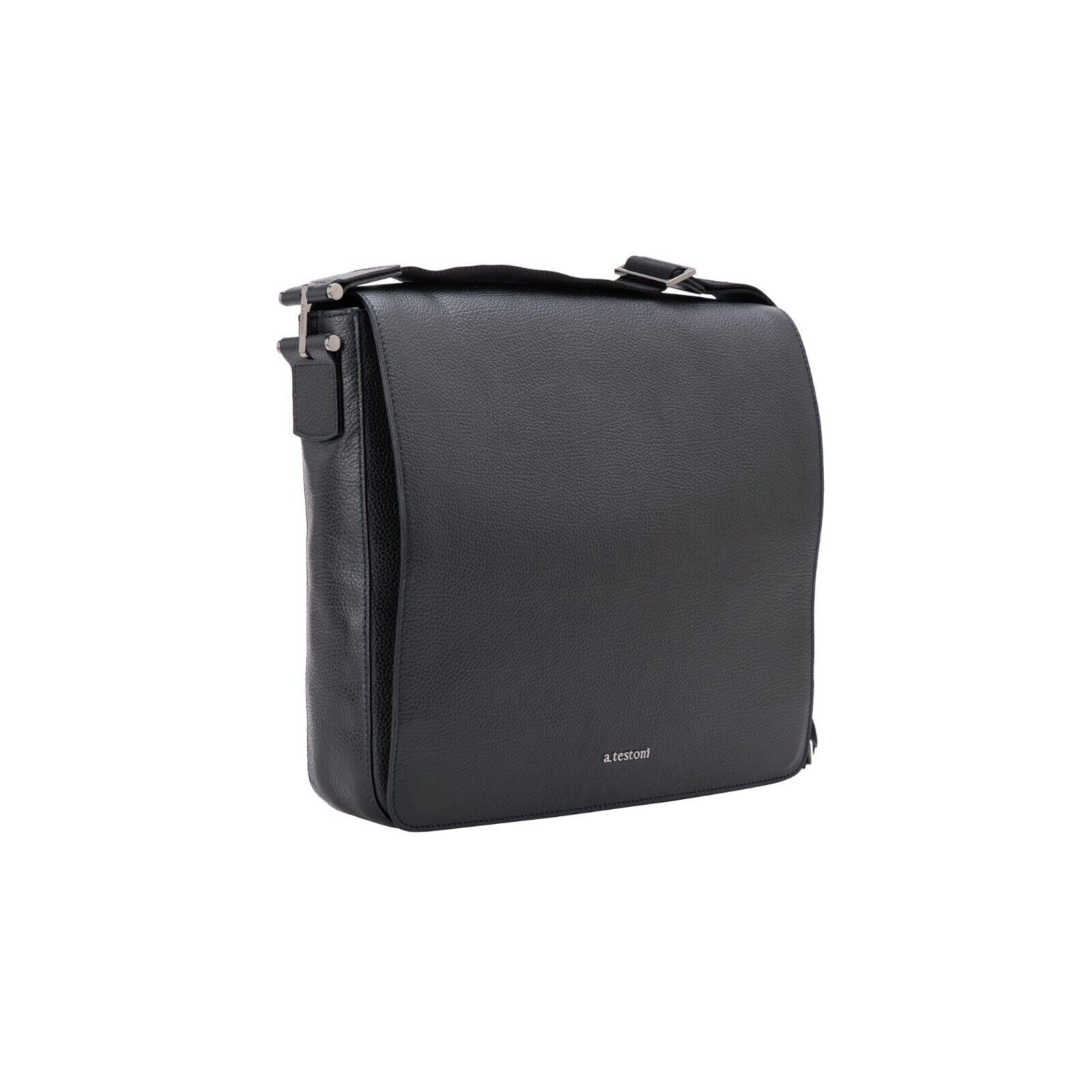 $890 Testoni Bologna Messenger Bag / Work Bag Blue Navy Grain Calf