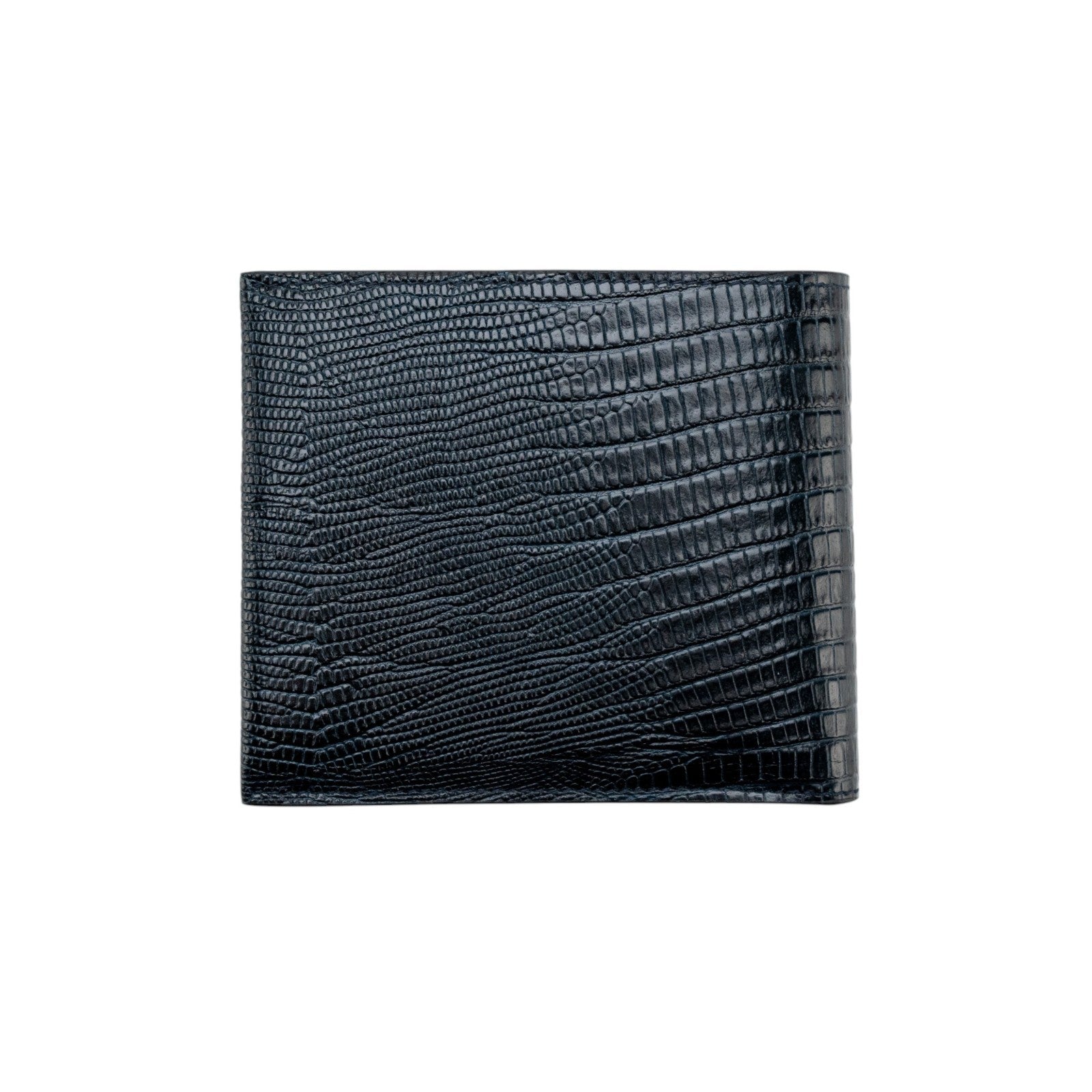 510$ GIORGIO ARMANI Wallet Bifold Lizard Print Saffiano Leather Blue Navy Black