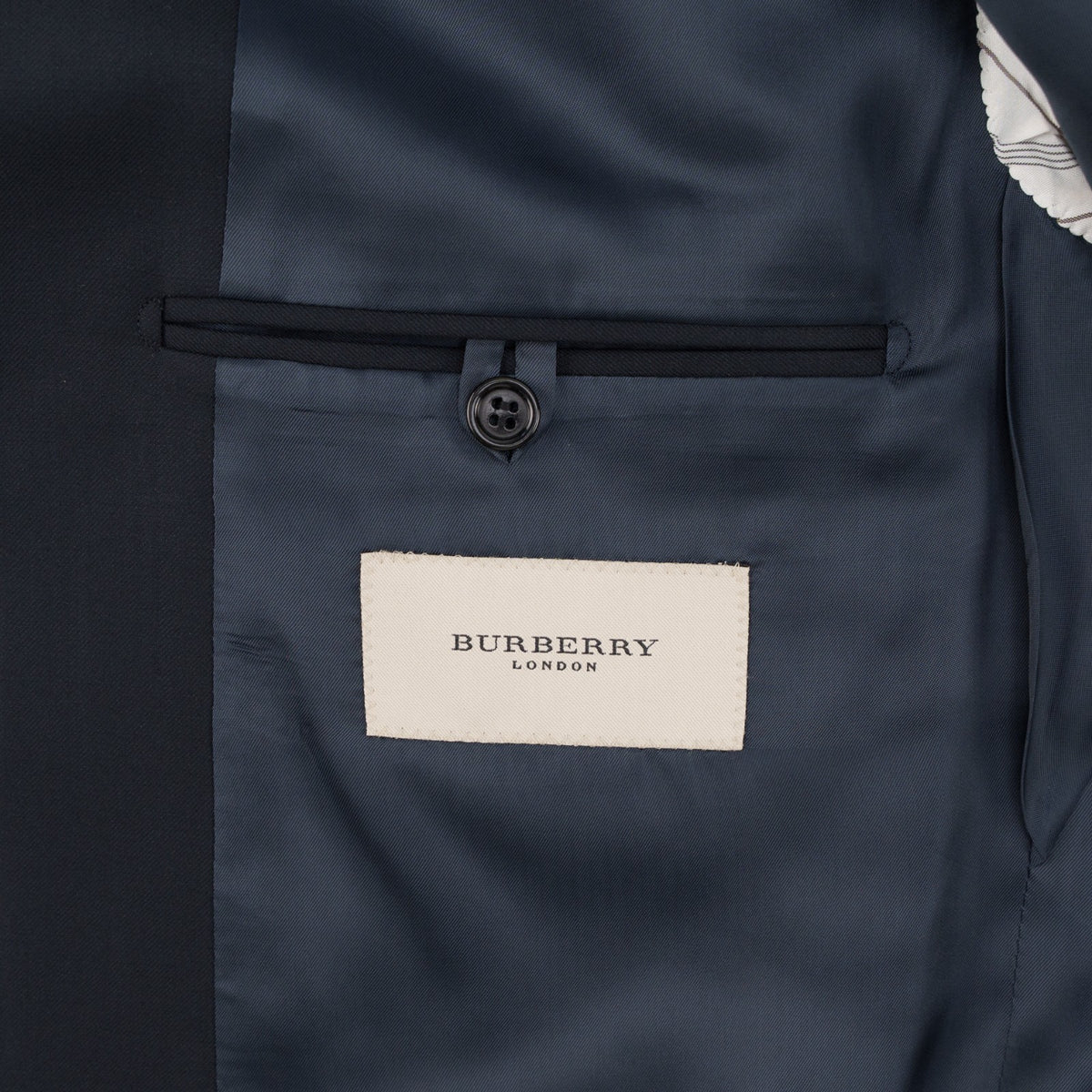 $1800 BURBERRY LONDON Blue Midnight Solid Suit Fine Wool 150's  46 US / 56 EU 4C