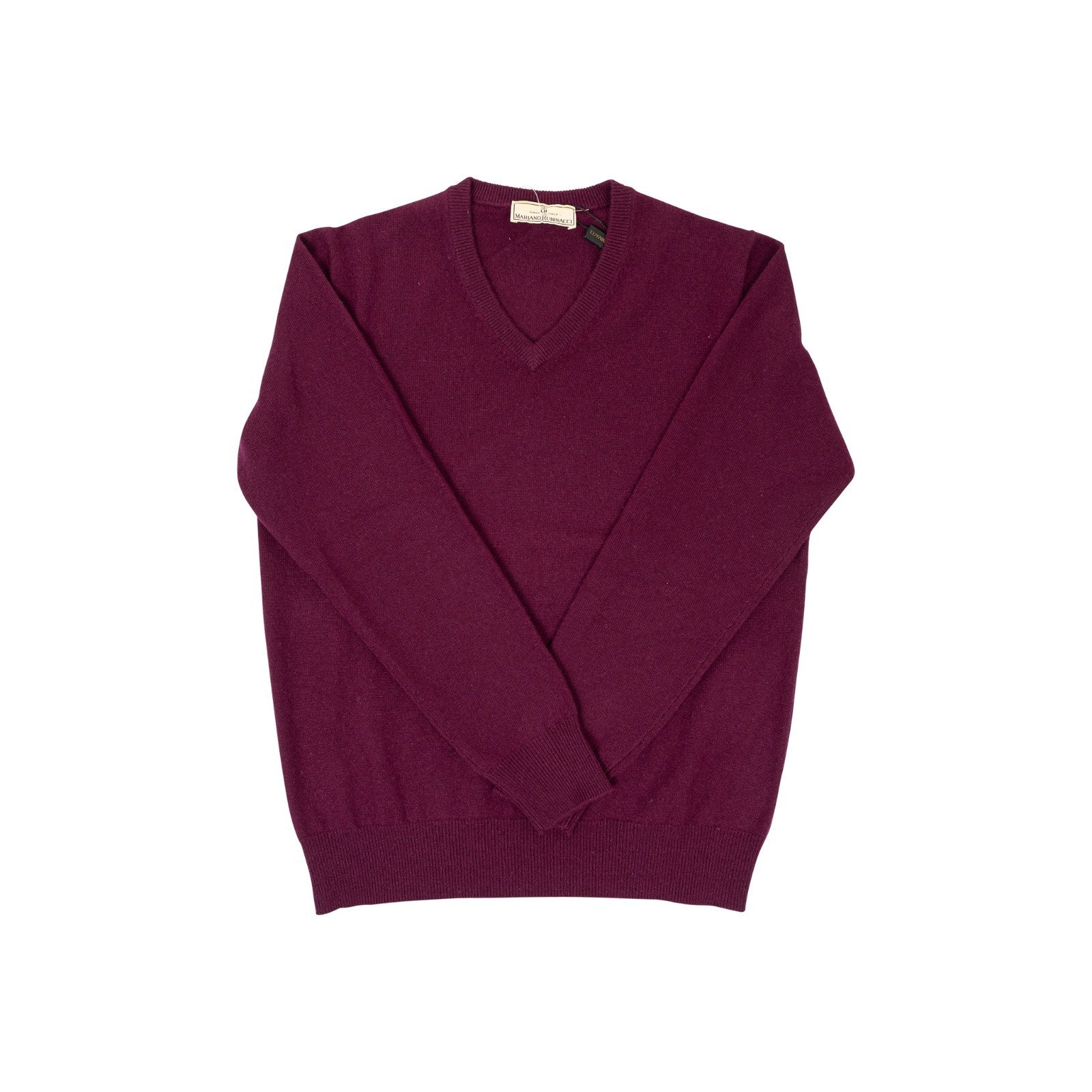 750$ RUBINACCI NAPOLI Eggplant Sweater V-Neck 100% Cashmere 38 US / 48 EU