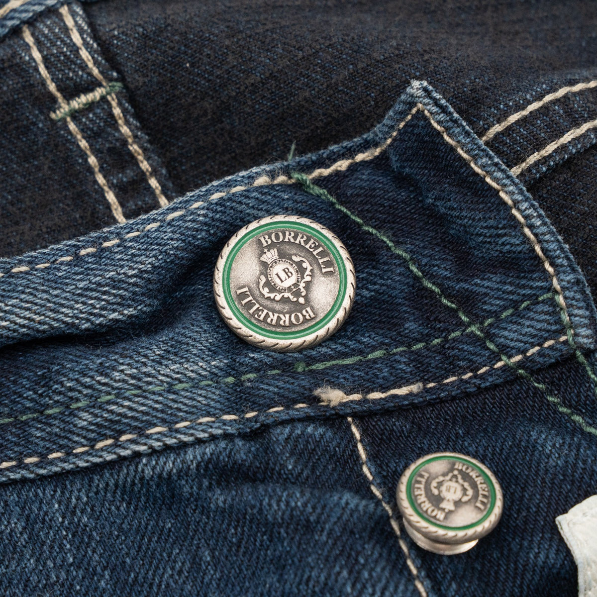 415$ LUIGI BORRELLI NAPOLI Washed Blue Denim Jeans Cotton 36 US / 52 EU
