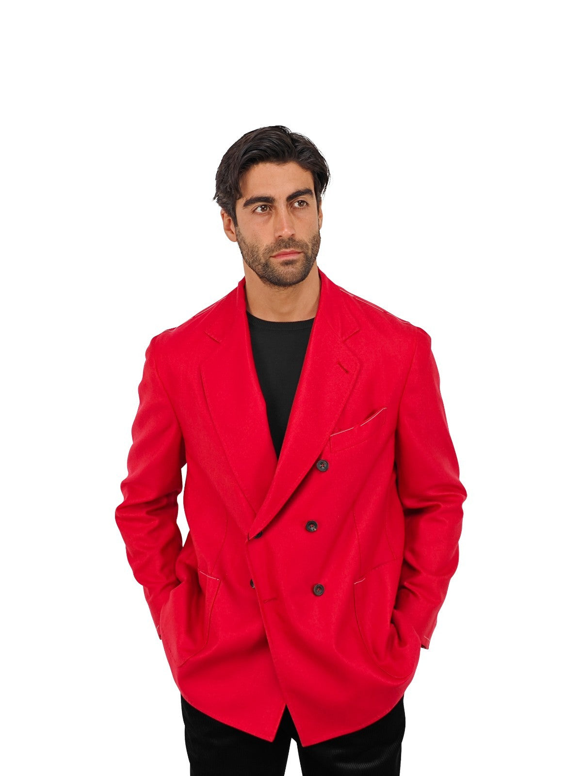 $2200 RUBINACCI NAPOLI Red Double Breasted Jacket Soft Cashmere 44 US / 54 EU