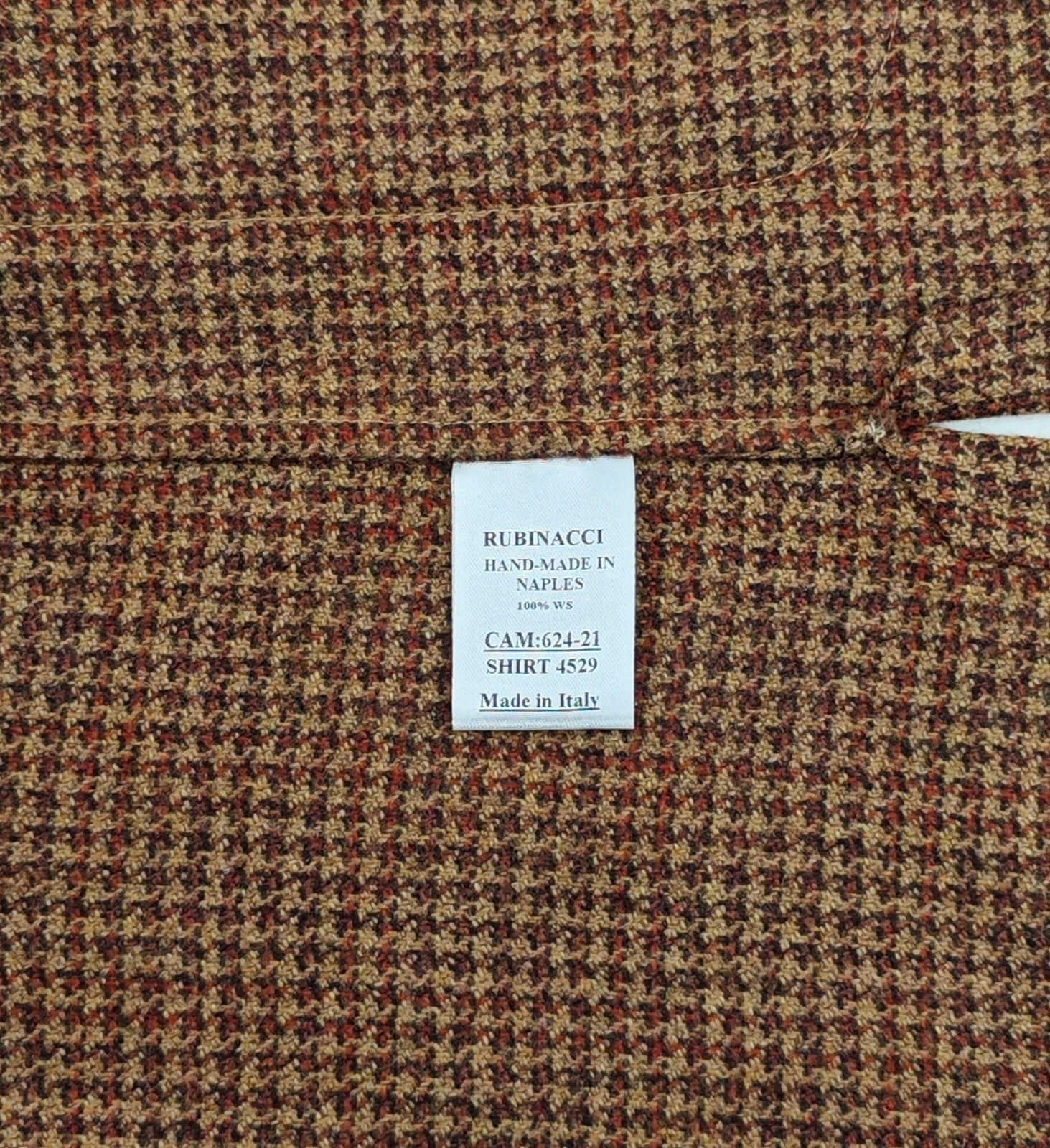 $2120 RUBINACCI Brown Houndstooth Sahariana Guru Jacket 100% Cashmere Size S