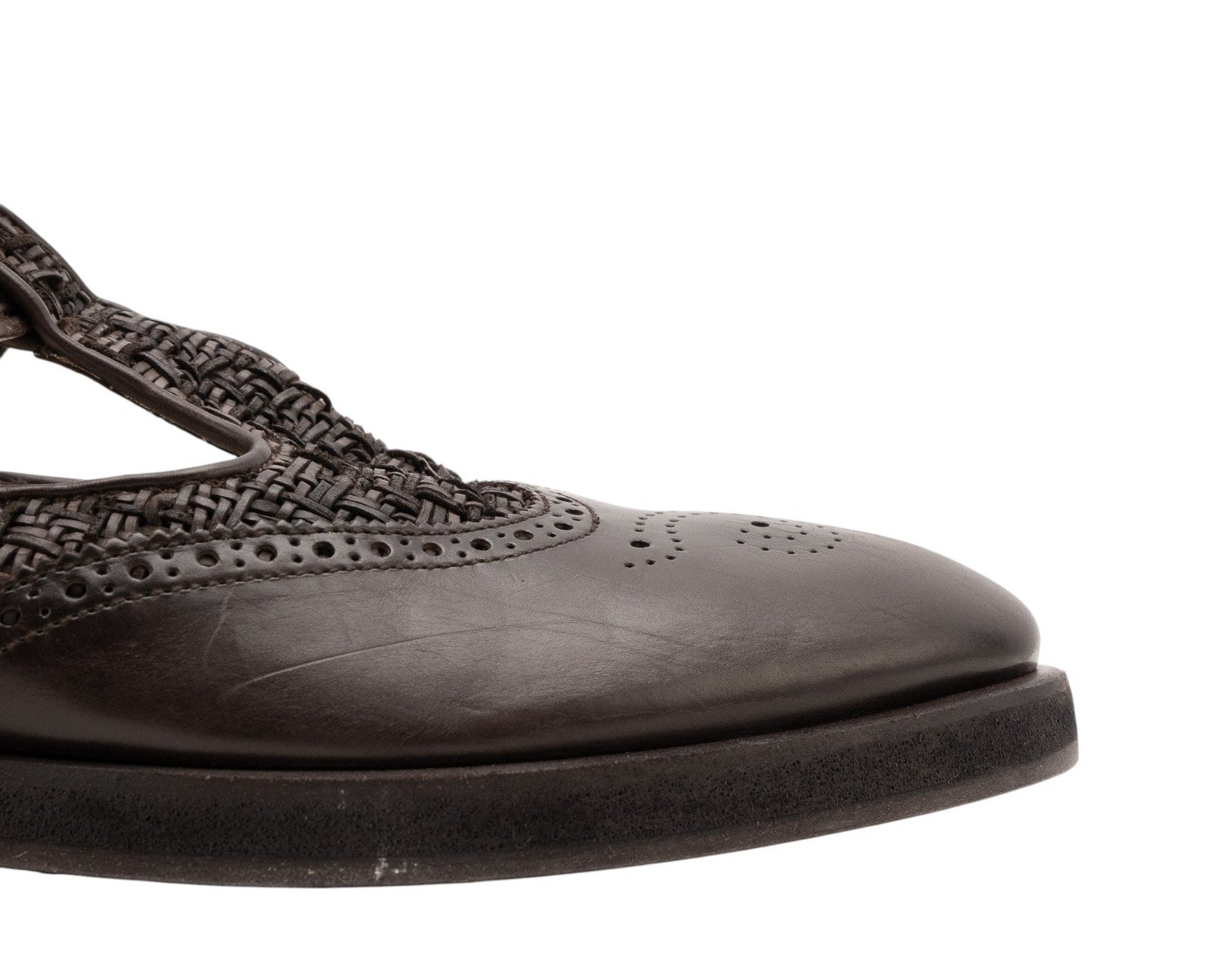 1320$ GIORGIO ARMANI T-Strap Shoes Monk Brogues Brown Leather 9 UK 10 US 43 IT