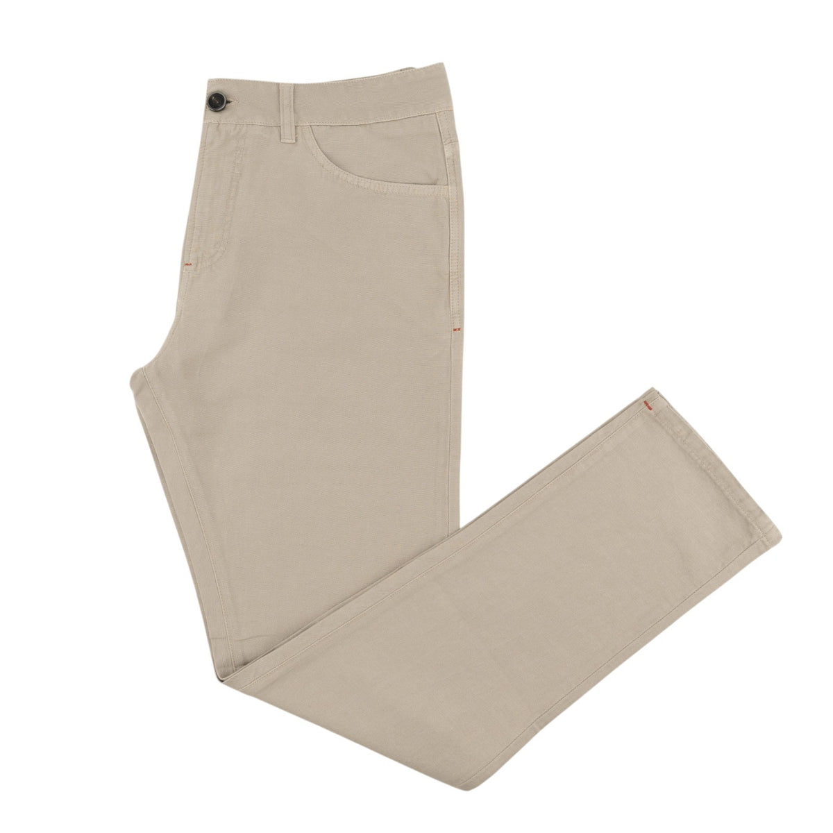 725$ ISAIA NAPOLI Beige 5 Pocket Trouser Pant Cotton Linen Regular Fit