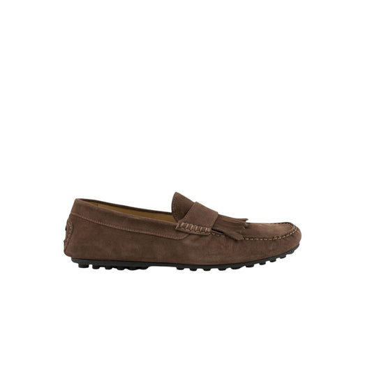 1200$ TESTONI "Piuma" Driver Loafer Shoes Suede Calf Navy 8 UK 9 US / 42 IT