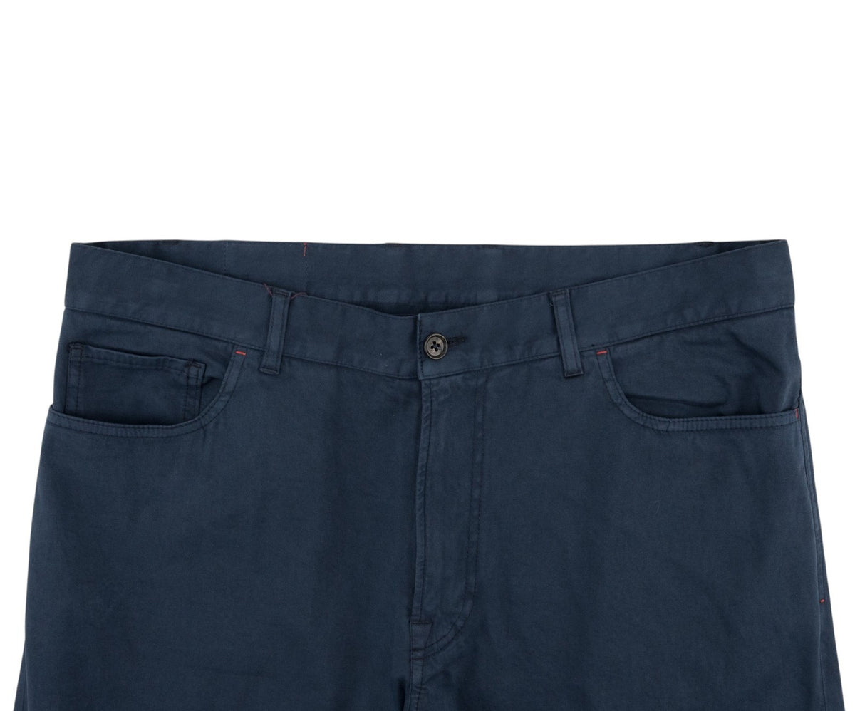925$ ISAIA NAPOLI "Chiaia" Blue Chino Sport Pant Cotton Cashmere - Leather Tag
