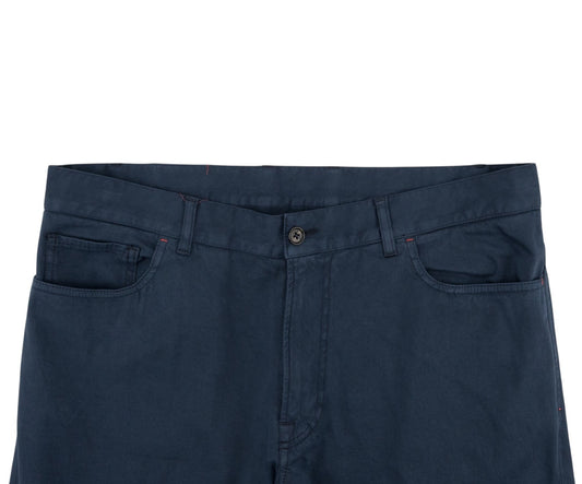 925$ ISAIA NAPOLI "Chiaia" Blue Chino Sport Pant Cotton Cashmere - Leather Tag