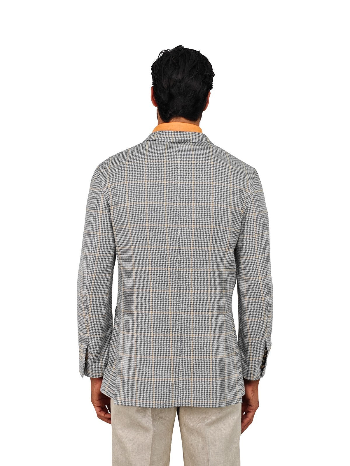 $1750 RUBINACCI NAPOLI Blue Checks Jacket Sport Coat 100% Linen 38 US / 48 EU